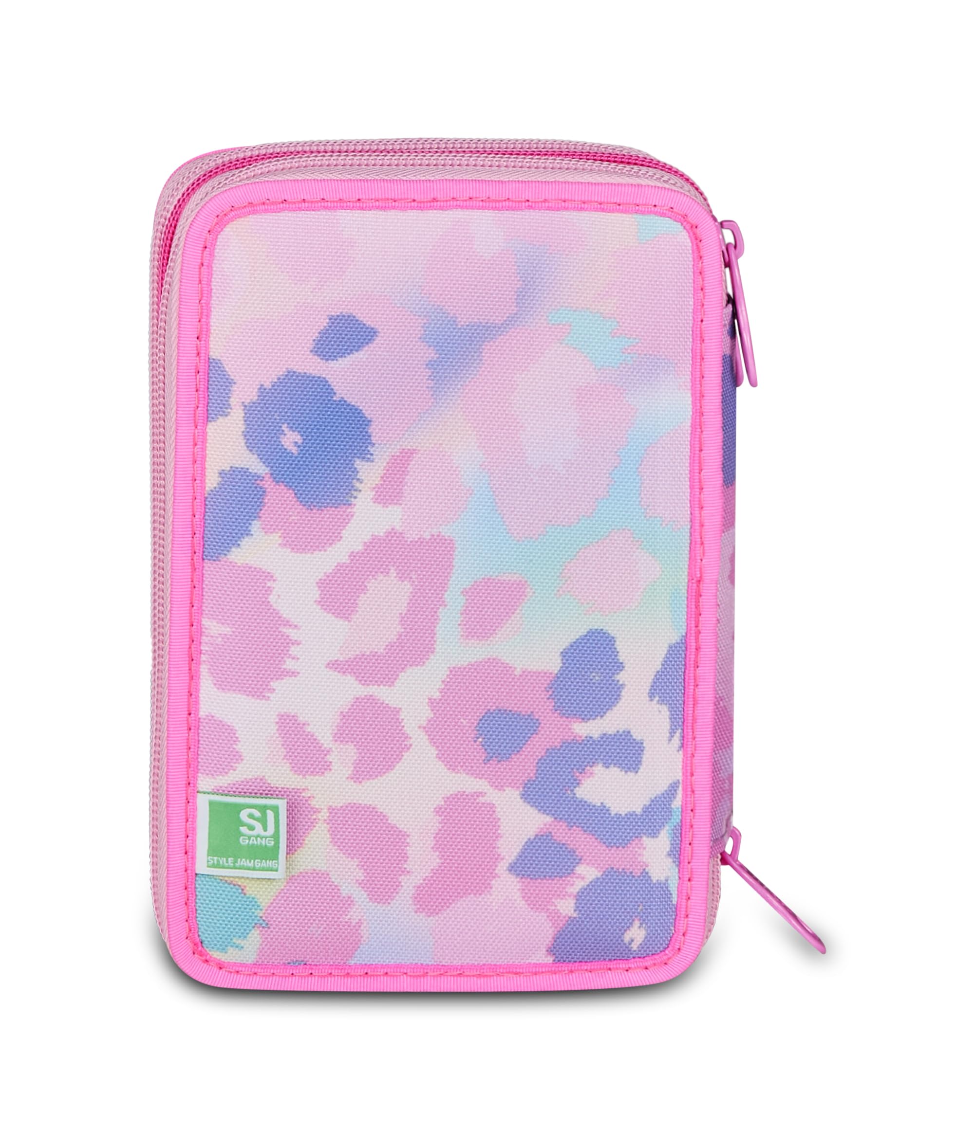 SJ GANG STYLE JAM GANG Astuccio Scuola 3 Zip HEART BUDDY GIRL, Rosa, Triplo Scomparto, 45 pezzi, Set cancelleria incluso, Pratica chiusura con zip, Scuola elementare, Bambina