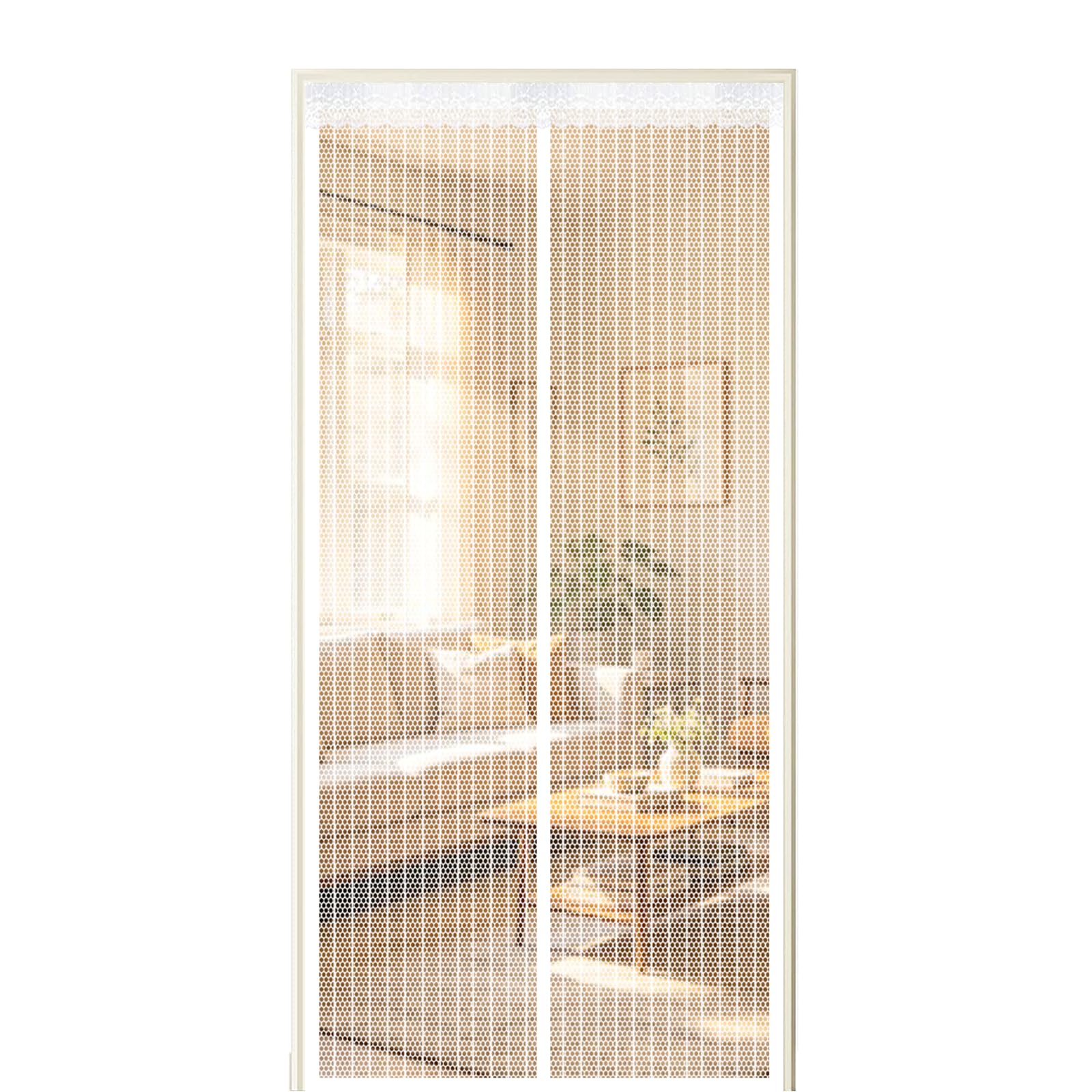 Xuehmin White Fly Screen Door 260 X 245 Cm Self Sealing Powerful Magnets Foldable Bug Door Blinds With Powerful Magnets & Full Frame Magic Tape Suitable For Patio Doors Balcony Bedroom,