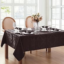 Elrene Home Fashions Caiden Elegant Damask Napkins, 60" x 84" Oblong Tablecloth, Black 91322BLK