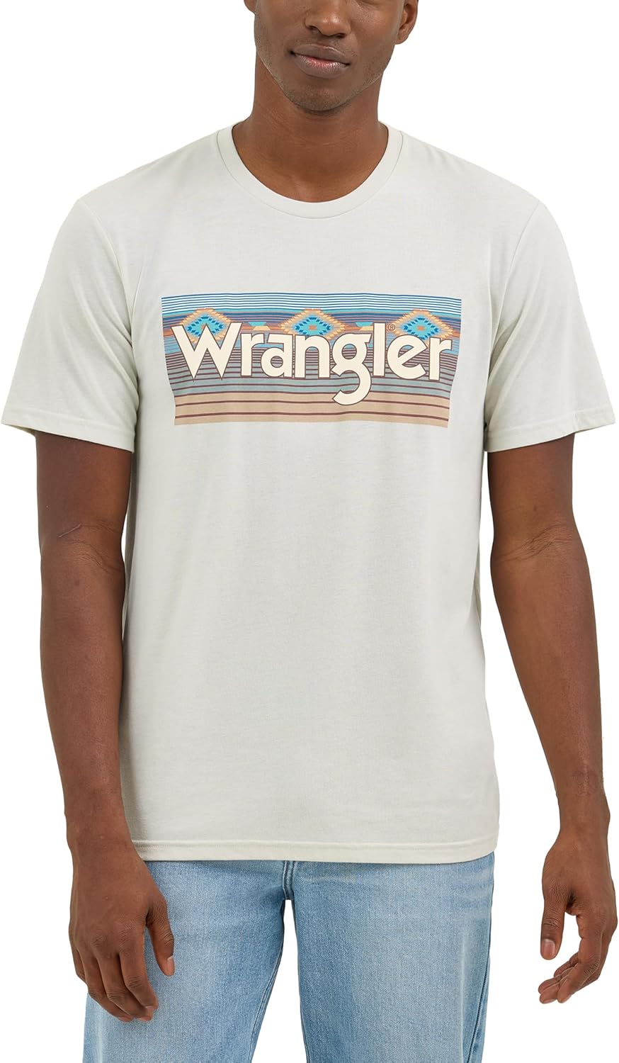Wrangler Men's Western Crew Neck Short Sleeve Tee Shirt, Blue Fox Heather, Small
