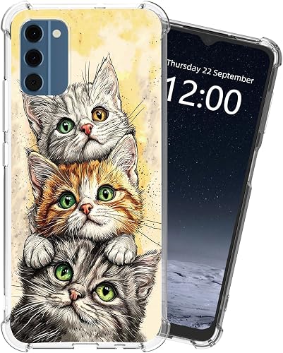 KUJKBFWJ for Nokia C300 4G Clear Case with [Three Cute Kittens], Non-Yellowing C