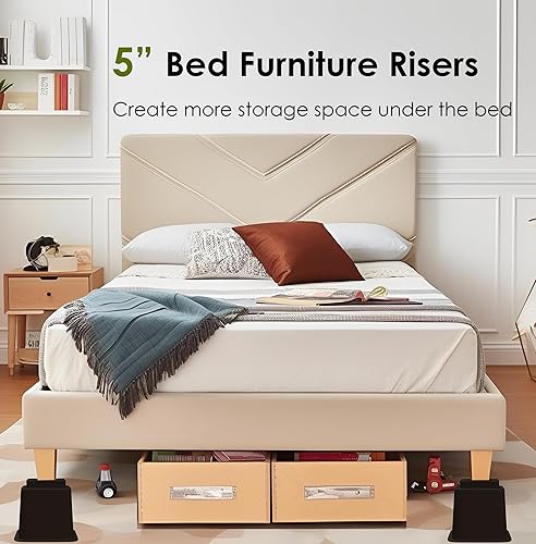 Miniatura 2 de Lufia Juego de elevadores para muebles de cama, 8 elevadores de cama resistentes para almacenamiento y apoyo, elevadores de cama apilables, añade 5