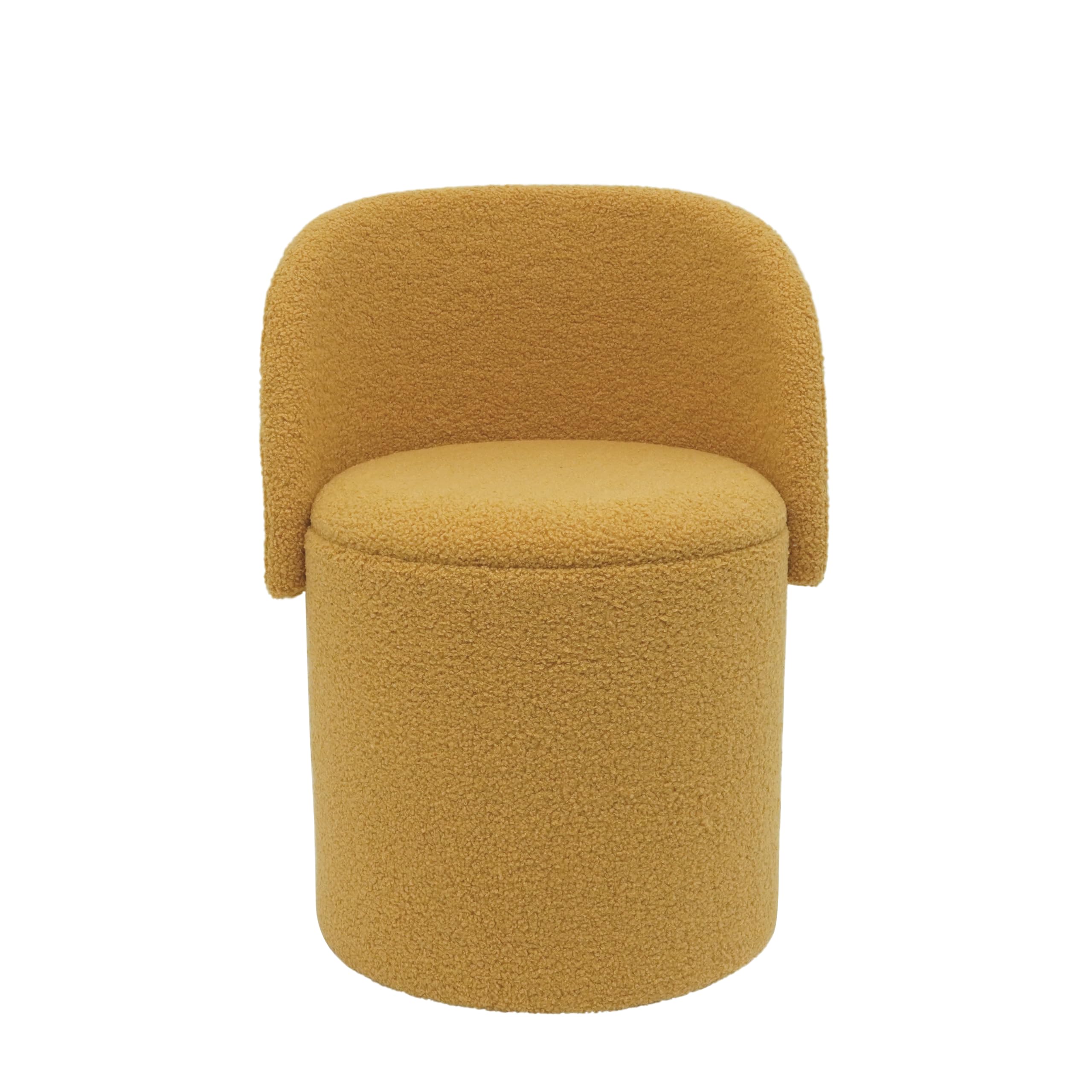 La Maison Luxury Bouclé 3-in-1 Storage Stool Chair – Teddy Fabric Upholstered Ottoman with Hidden Storage & Removable Lid, Modern Accent Seat for Living Room, Bedroom or Vanity (Mustard)