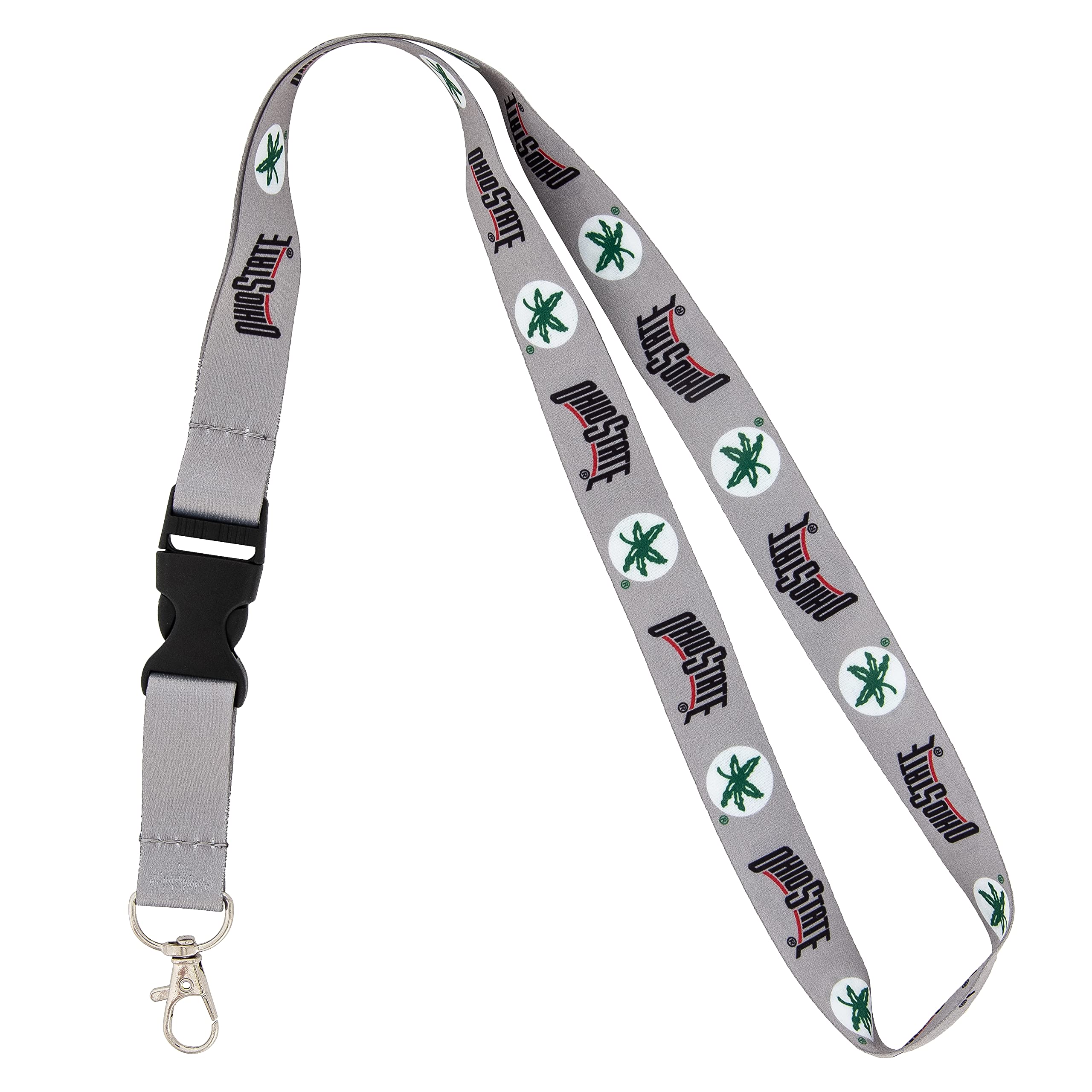 Desert Cactus Ohio State University Lanyard Buckeyes OSU Car Keys ID Badge Holder Keychain Detachable Breakaway Snap Buckle (Gray - Ohio State/Buckeye)
