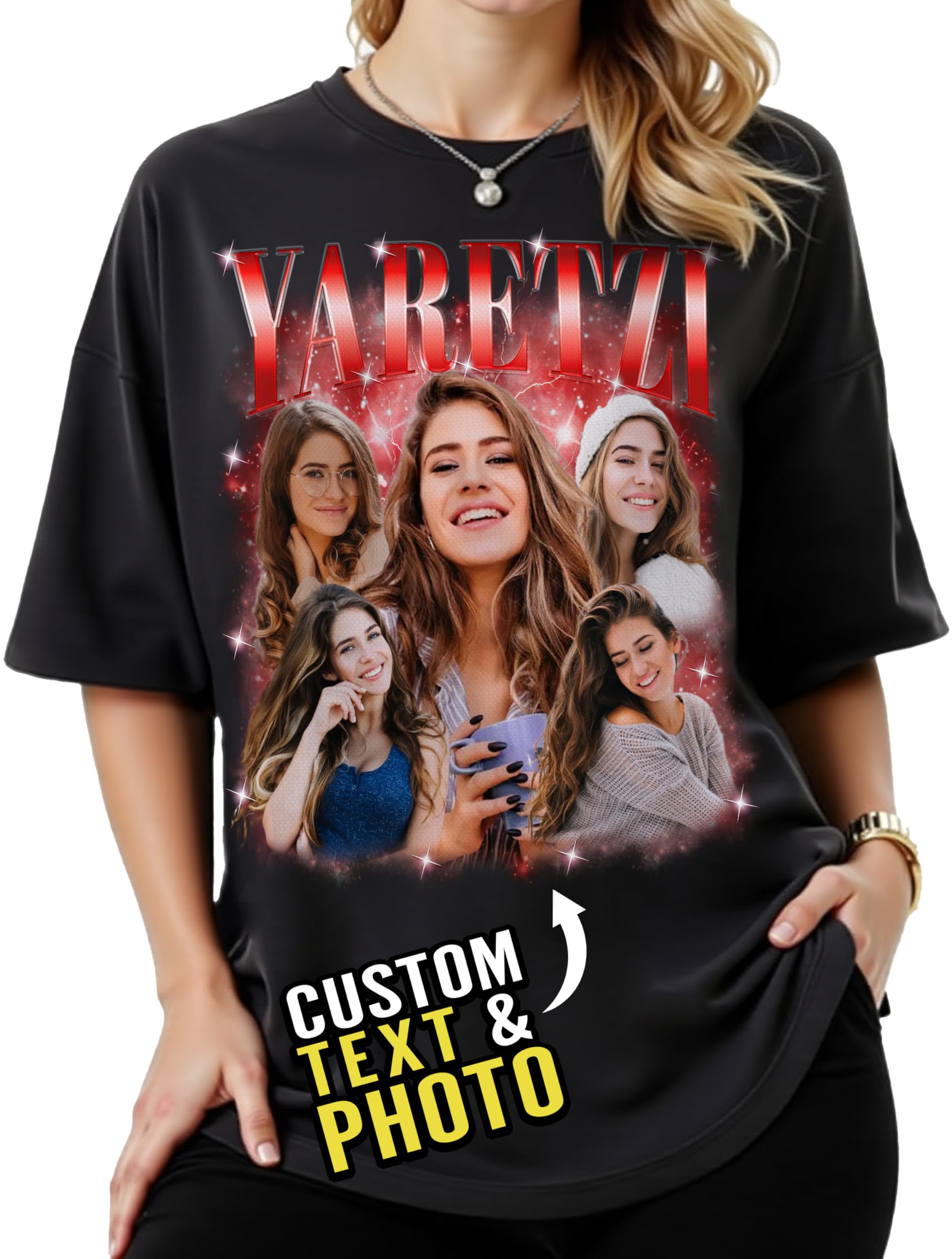 75HMDCustom Bootleg Rap Tee Shirt for Women & Men - Custom Face & Photo Picture Shirt Gift Idea for Couples, Family & Friends