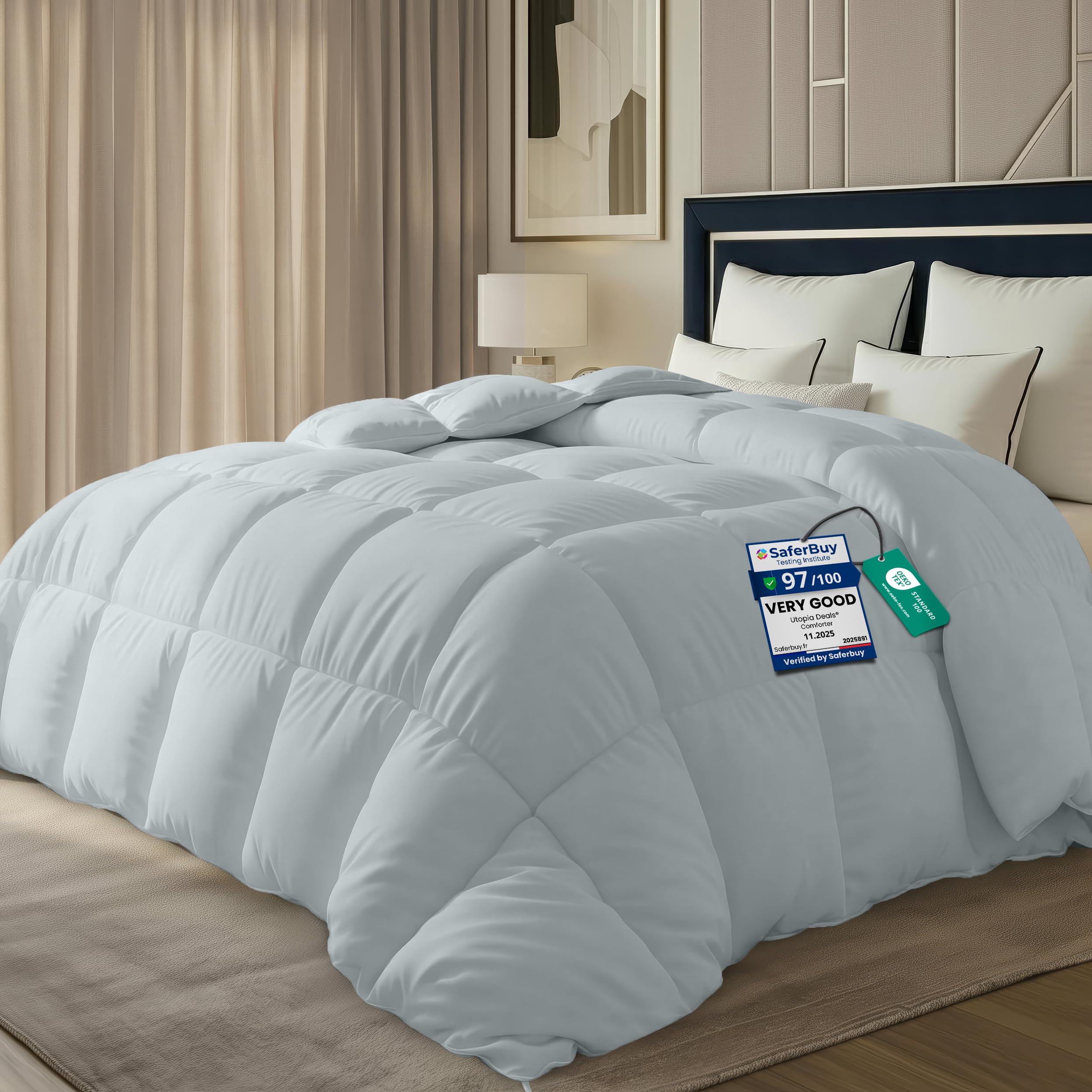 Utopia Bedding Duvet Double,10.5 Tog coverless Duvet with Corner Tabs, Box Stitched Quilt (Double, White) — view 17