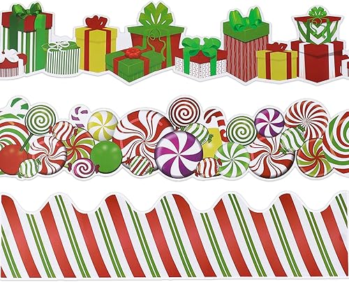 Miniatura 8 de Zonon 60 piezas de tablón de anuncios de Navidad, decoración Xams de menta, bastón de caramelo, bordes rectos, caja de Navidad, decoración de aula