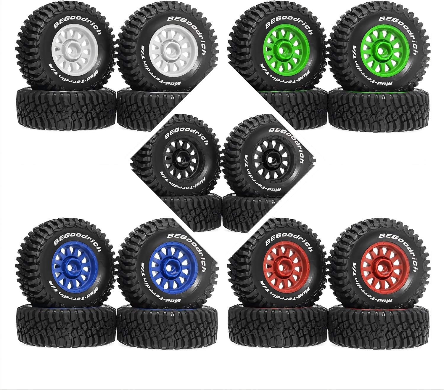 1/16 1/14 RC Short Course Truck Tires OD 68mm and Wheels 12mm Hex for 1:16 1:14 Scale RC Off Road Truck Car ARRMA Mojave MJX 14211 14303 14304 GROM JJRC Q130C HBX 3100A 4PCS (Black)