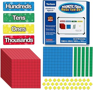 131 PCS Magnetic Base Ten Blocks - Place Value Blocks -Math Manipulatives K-3 for Elementary Classroom, Number Blocks, Math Counters, Counting Cubes for Kids Math, Base 10 for 1st 2nd 3rd Grade