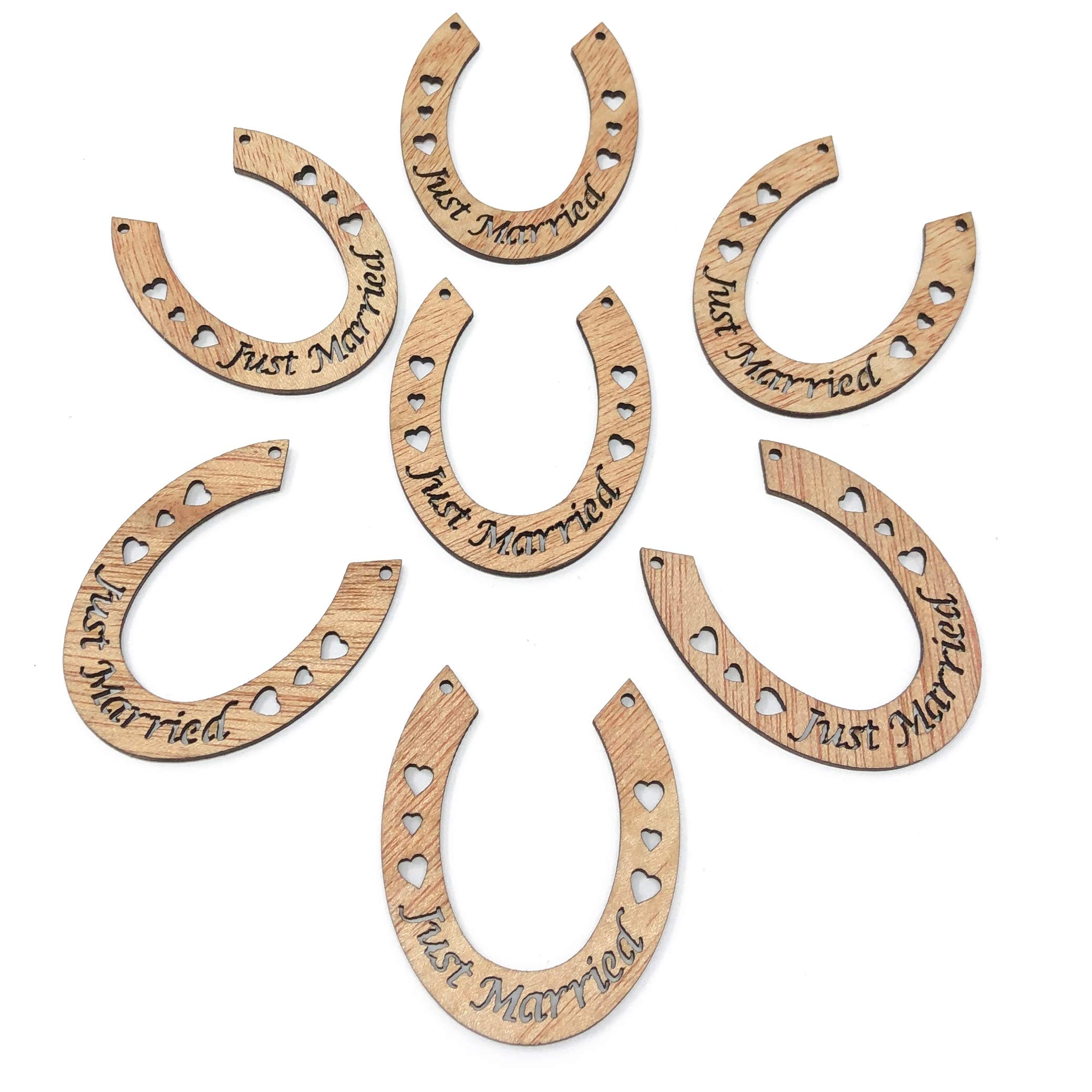 Wedding Touches Brown 35Mm Mini Wooden Lucky Just Married Horseshoes For Vintage Shabby Chic Wedding (50)