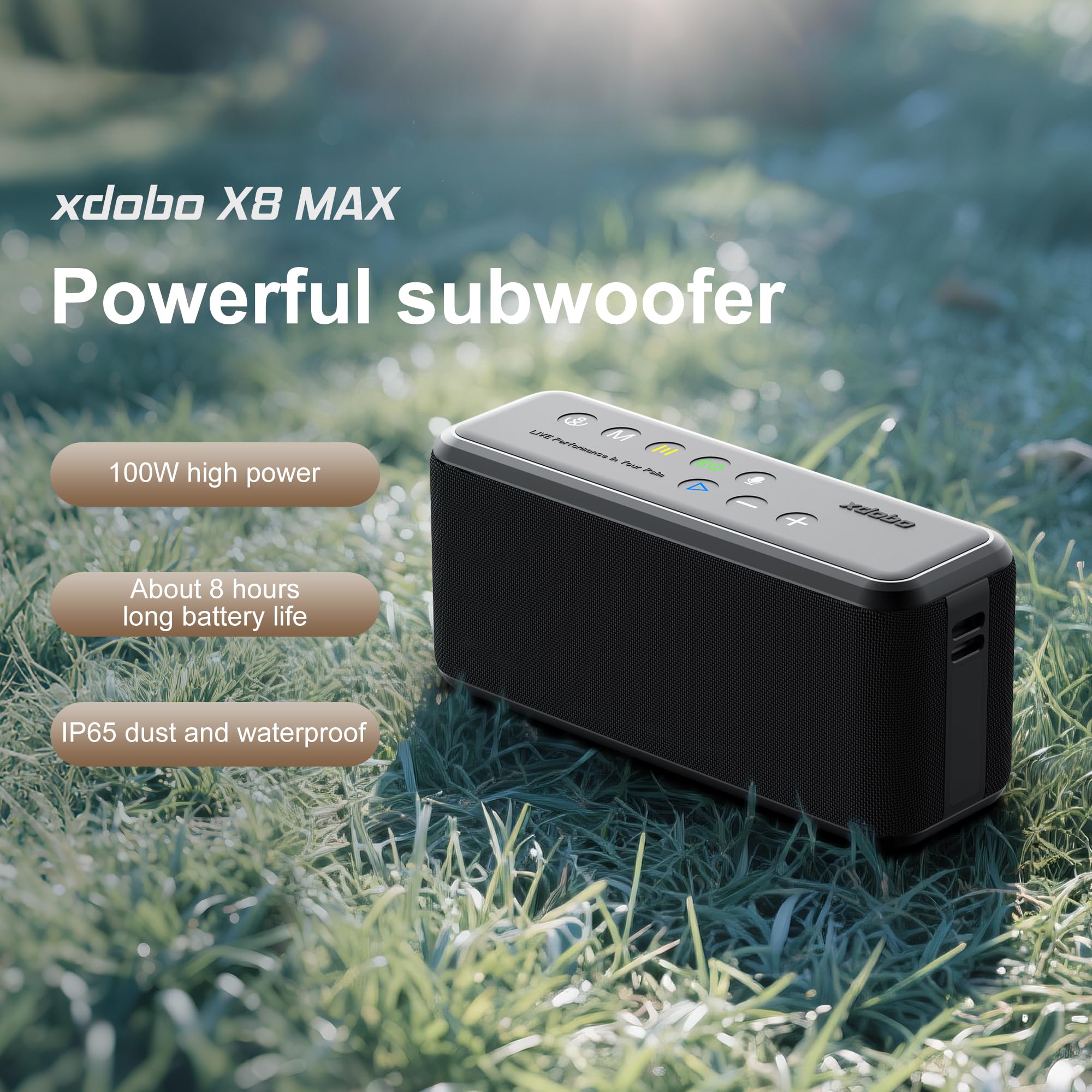 XDOBO X8 Max Haut-parleur Bluetooth portable sans fil avec son stéréo pour extérieur, haut-parleurs étanches pour ordinateur de bureau, haut-parleurs Bassup avec son Surround 360° de graves