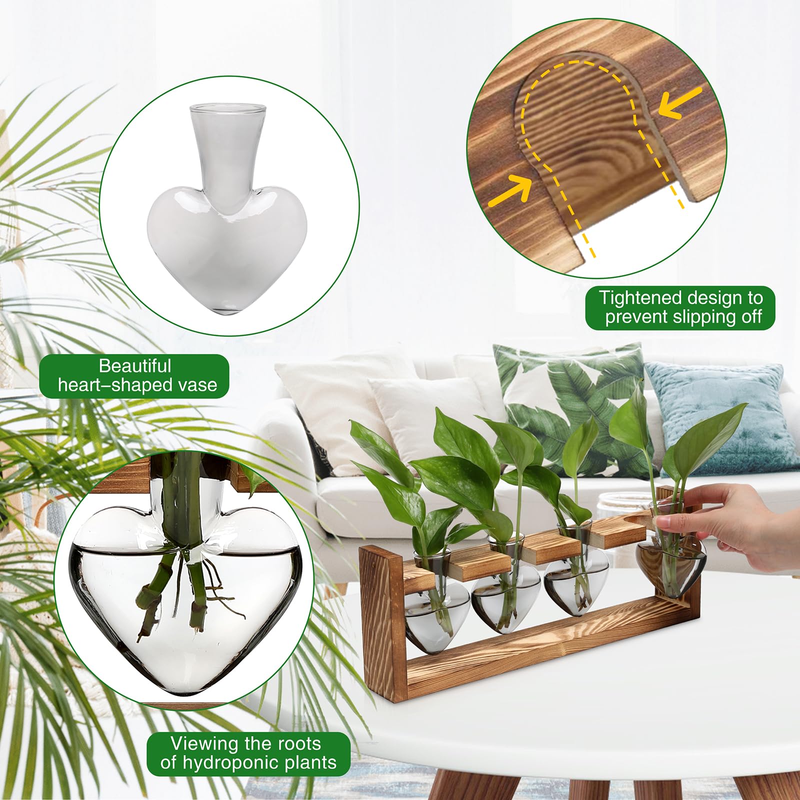 Stacje rozmnażania roślin serce roślina terrarium zestaw prezent dla kobiet miłośników roślin szklane wazony