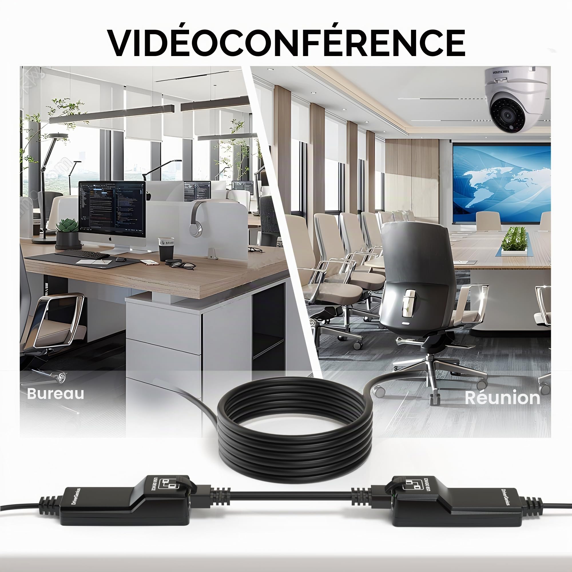 DriverGenius Xtend NT50 = Extension USB Industrielle 50m Via CAT6/CAT7