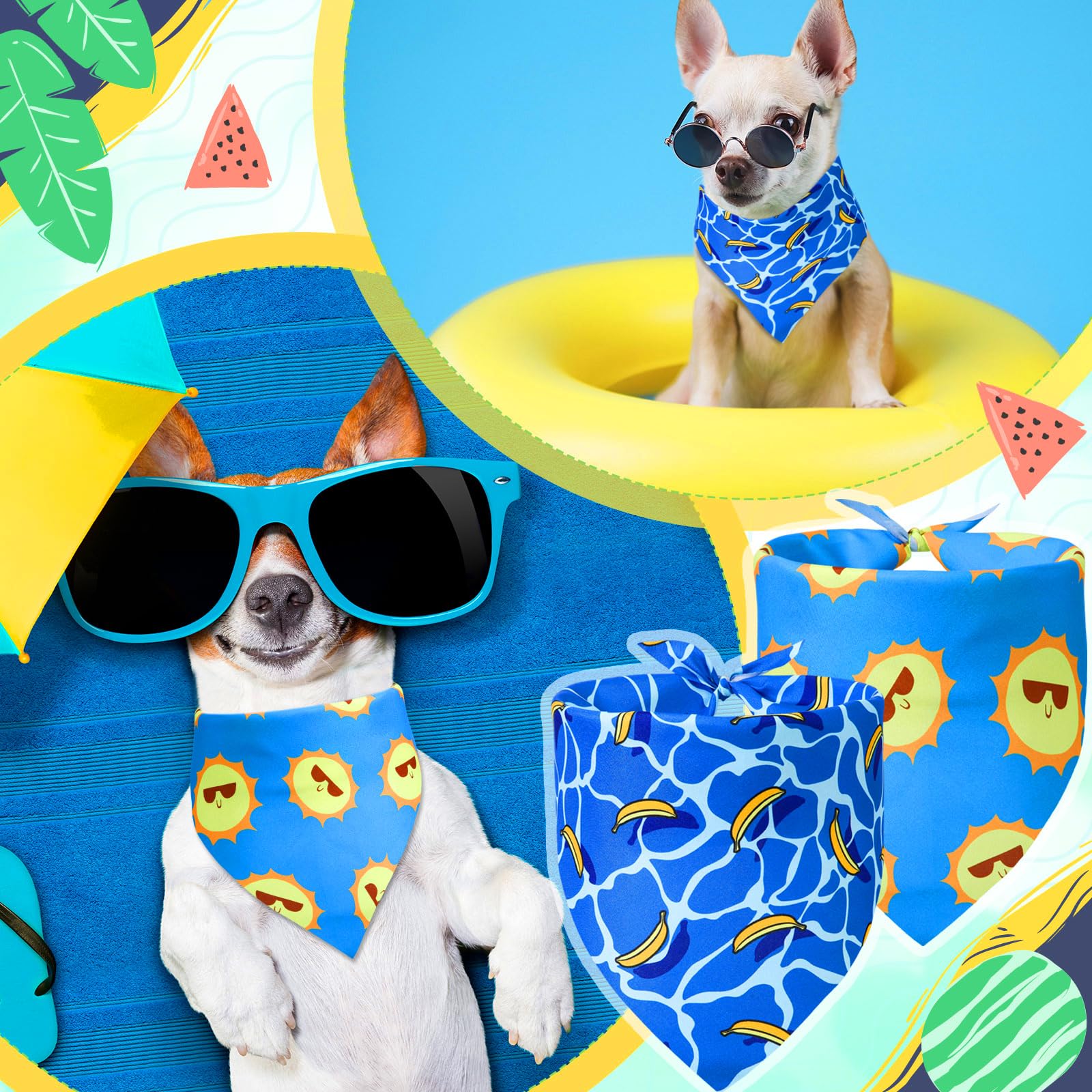 100 bandanas de verano para perro, a granel, flores de verano, limón, bandanas ajustables para perro, baberos triangulares de verano, bufanda para perro, disfraz de vacaciones de verano para