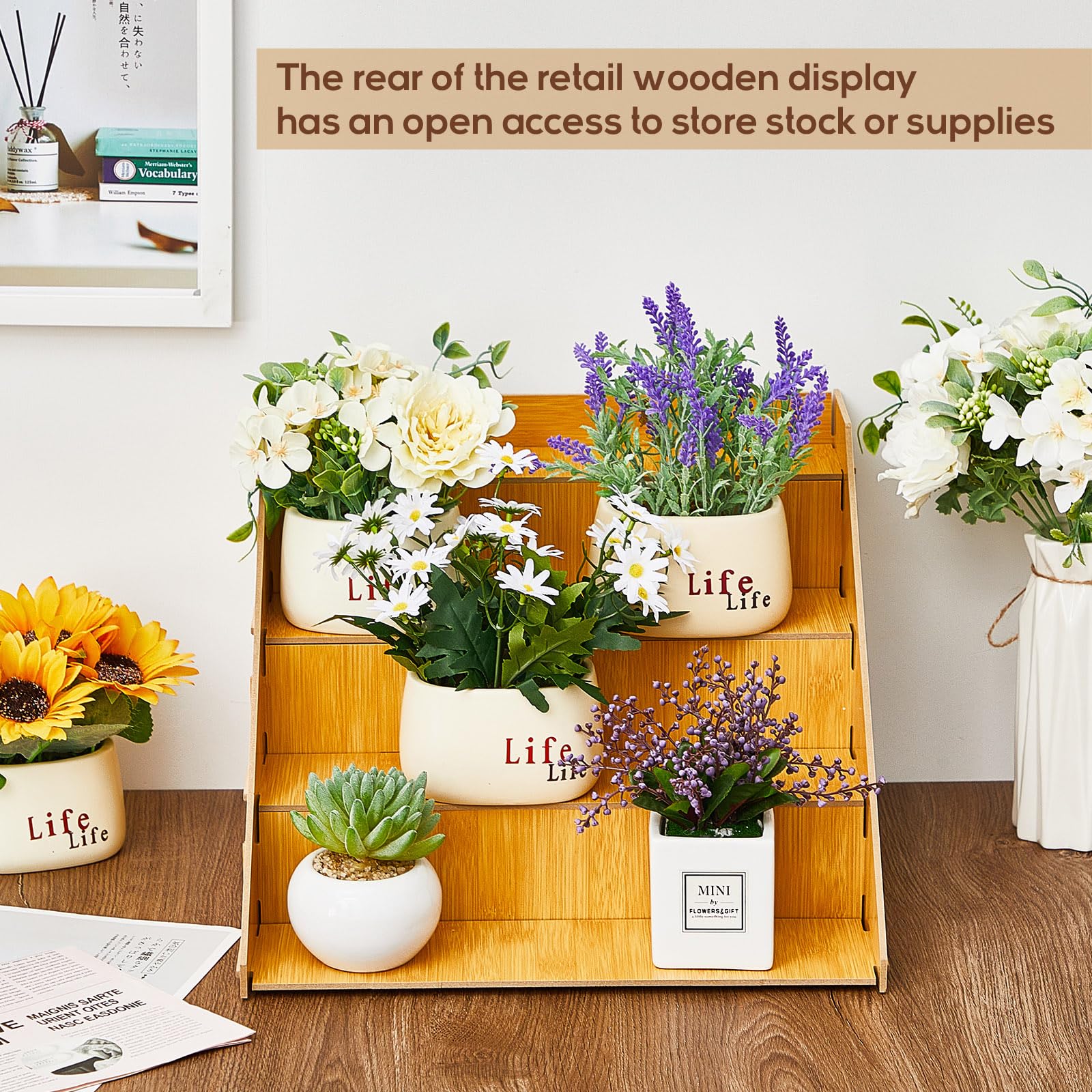 Fair Display Rack Snapklik.com : Roshtia 2 Pcs 4 Tier Retail Wooden Display Riser Wood ...