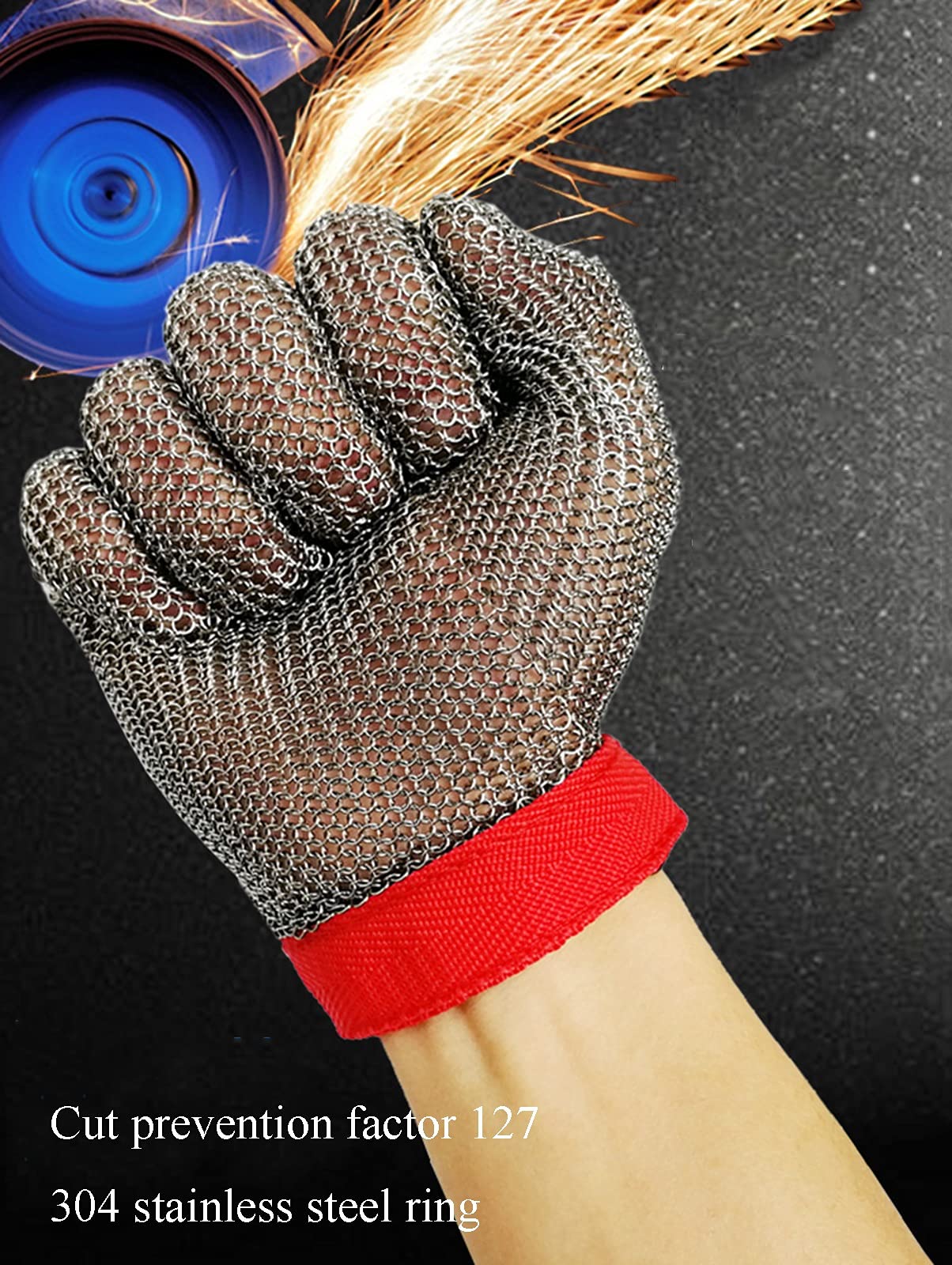304 Edelstahl Cut Resistant Handschuhe, Grade 9 Schutznahrung Safety Work Handschuhe (Color : 6pcs/XL)