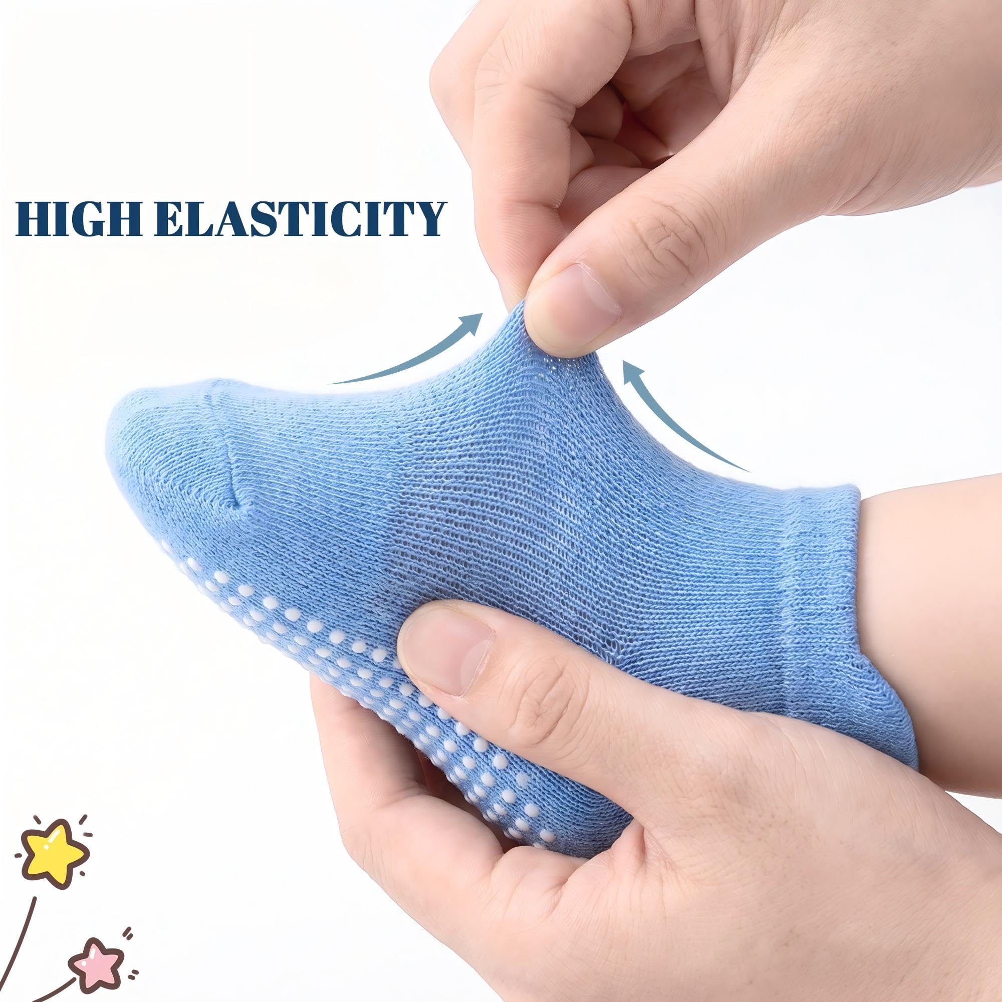 GRPSKCOS Calcetines antideslizantes para bebés de 0 a 7 años, 12 pares de calcetines de tobillo antideslizantes para niñas y niños