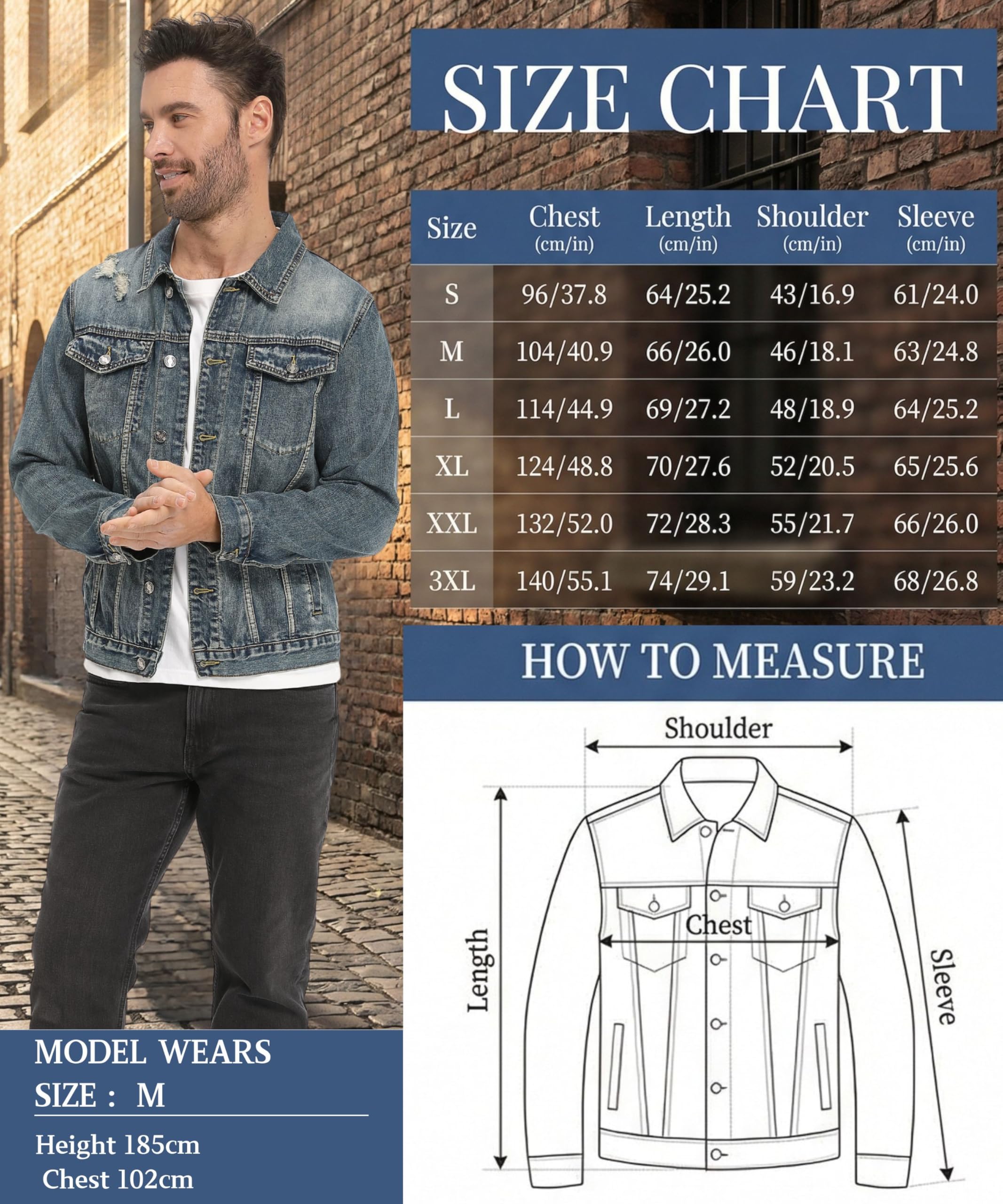 Giacca Jeans uomo Classico Lavato Vintage Jacket Casual Jeans Cappotto Cotone Trucker Giacca Biker Moto Capispalla in Denim Strappato