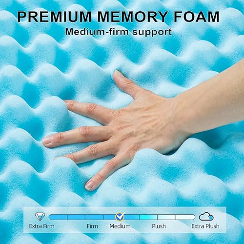 Miniatura 3 de Cubrecolchón de espuma viscoelástica de 2 pulgadas, tamaño individual con funda transpirable y refrescante, protector de colchón, cubrecolchón medio