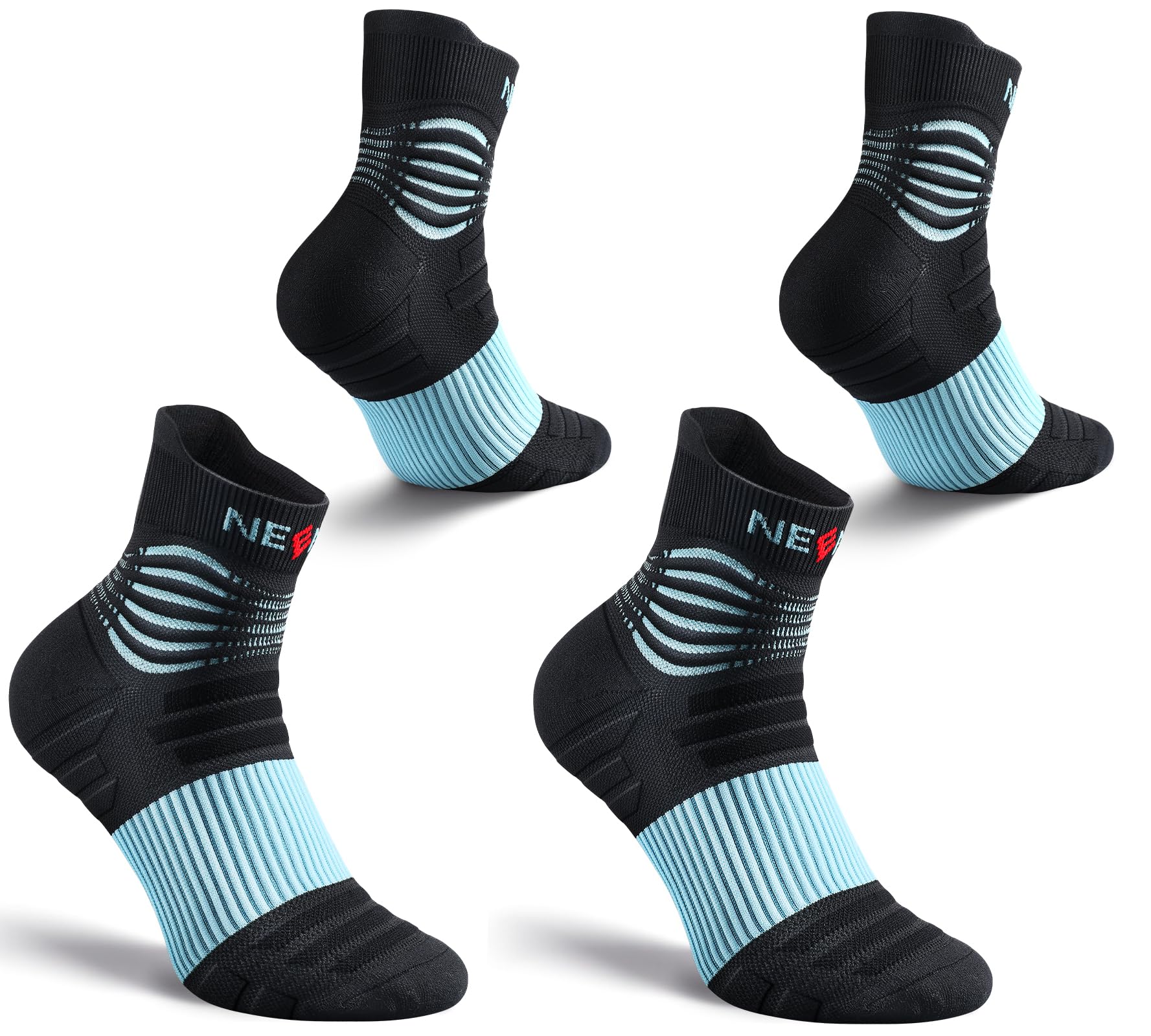 Calcetines de compresión médica NEENCA para mujeres y hombres. 2 pares de medias de compresión de tobillo para aliviar el dolor, la fascitis plantar, la hinchazón, correr, enfermeras, viajes, embarazo y vuelos. 20-30 mmHg.