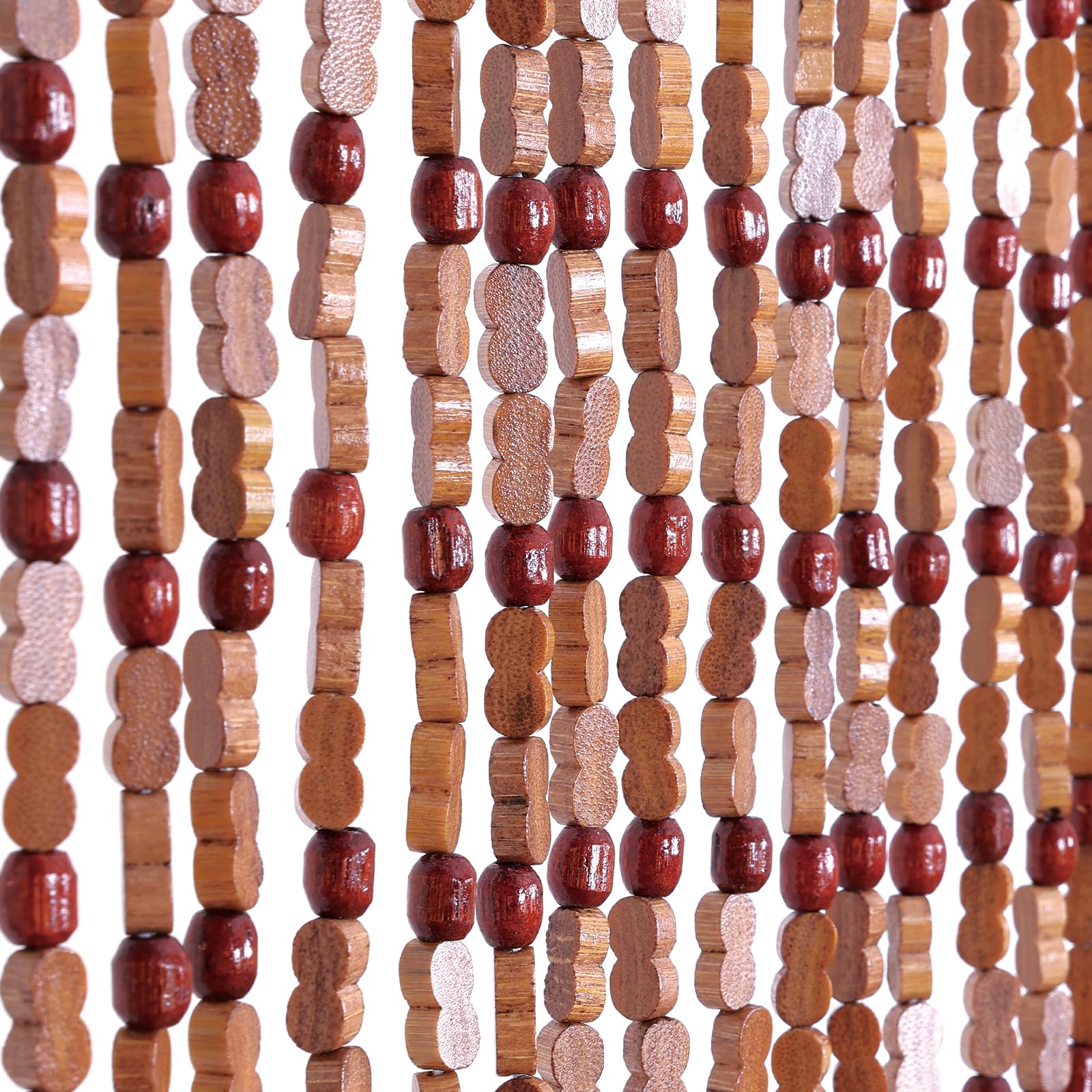 BECHAEO Rideau de porte fait à la main avec perles pour porte, 90 x 190 cm, marron | Rideau de perles bohème à suspendre pour couloir, placard, chambre à coucher, salon, séparateur de pièce hippie, esthétique