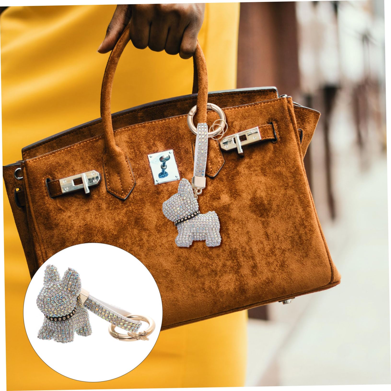 VALICLUD portachiavi bulldog francese portachiavi natalizio anello dello zaino portachiavi cane Buon ornamento chiave arredamento accessorio borsa portachiavi di diamanti plastica
