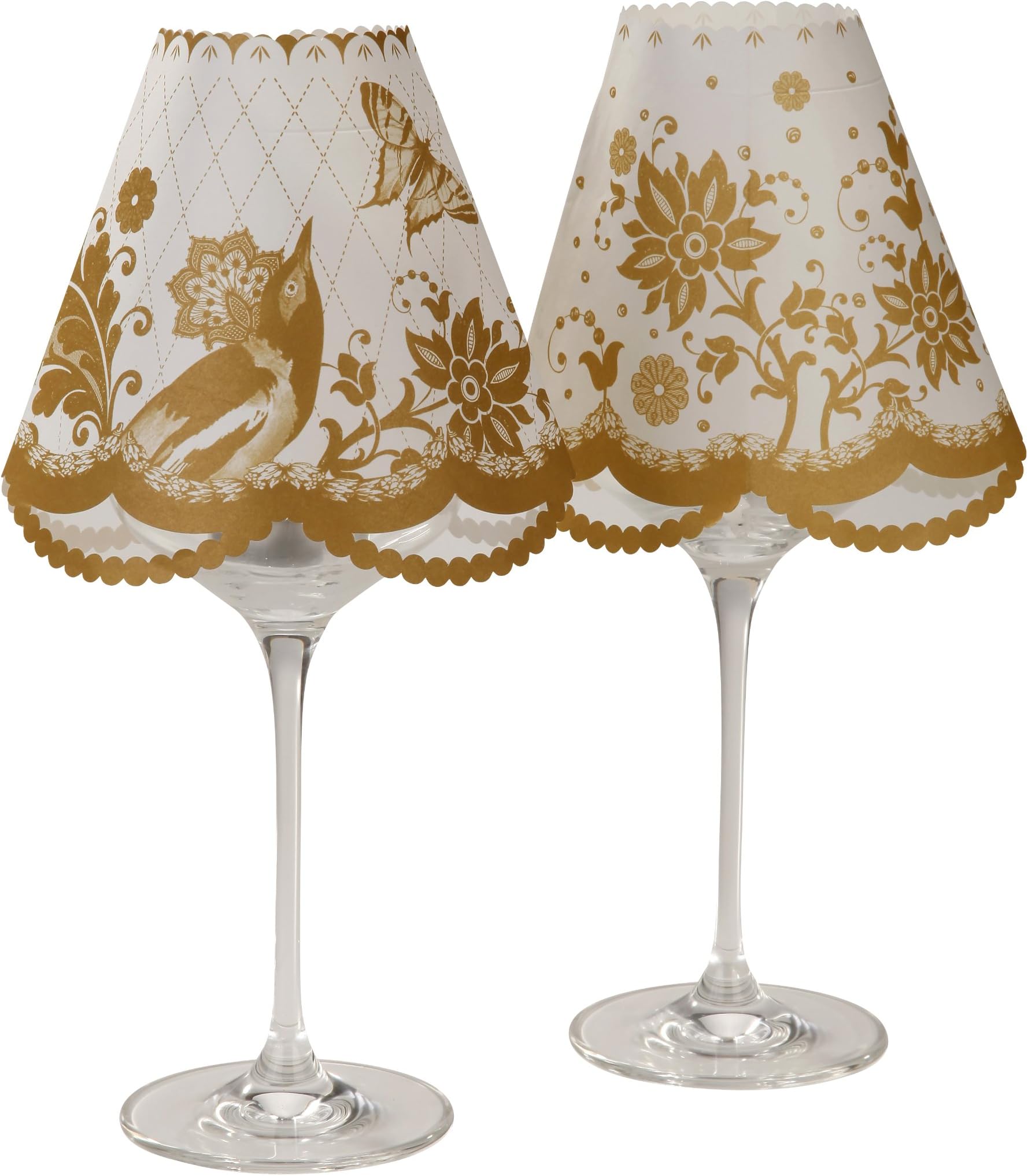 Party Porcelain Wineglass Lampshades In 2 Designs Pack of 6, Gold