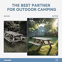 Vista 3 de Funda para Mesa de Picnic y Fundas para Bancos, Mantel Ajustado con Borde Elástico, Resistente al Agua y Aceite, para Exteriores, Jardín, Camping