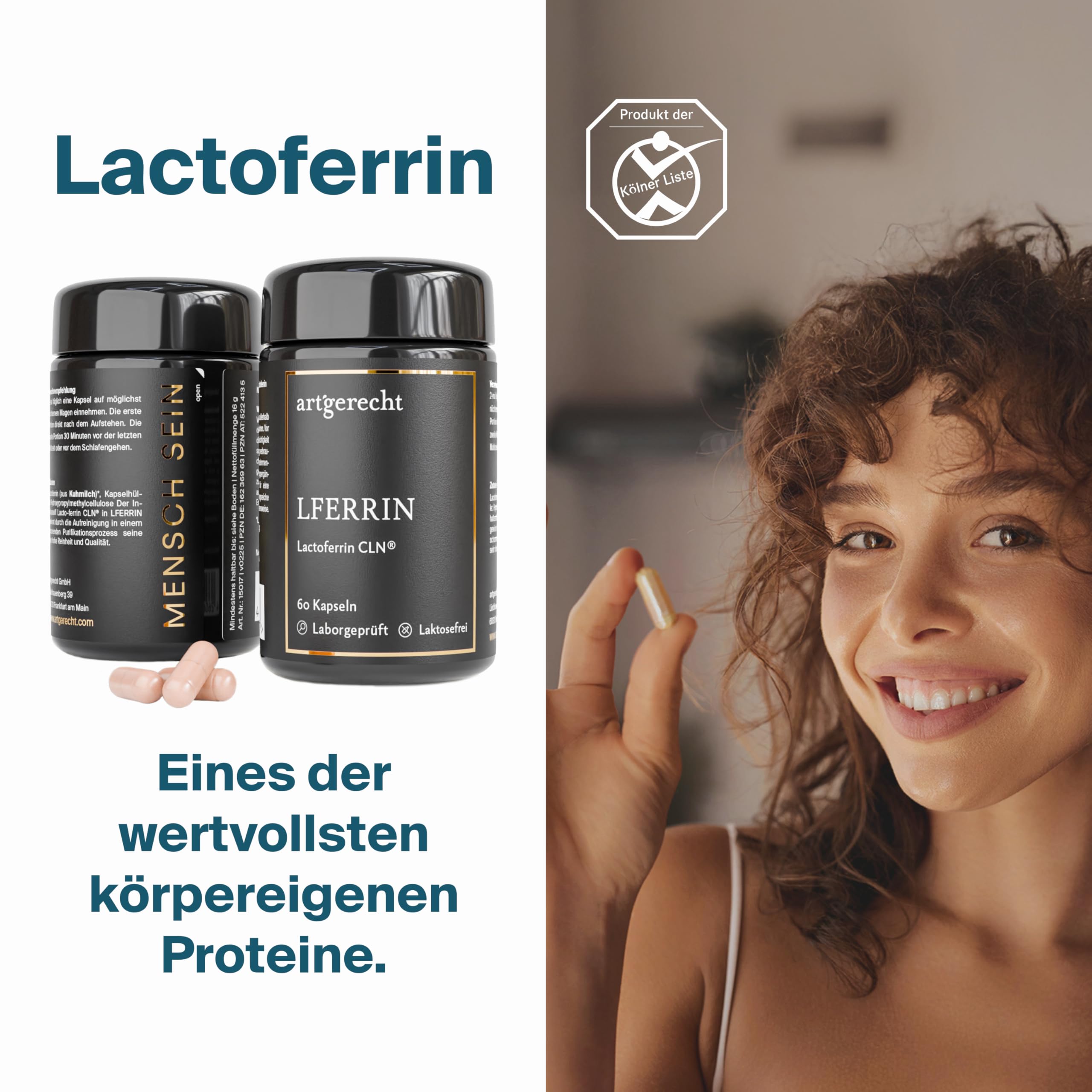 Lactoferrin CLN® 97% – 60 Kapseln, 400mg täglich | Premium-Qualität, gut verträglich & ohne Zusatzstoffe | Hochreines eisenbindendes Milchprotein