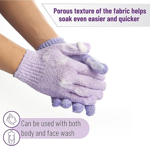 Miniatura 3 de Slick- Guantes exfoliantes, 4 piezas, exfoliante de piel para cuerpo, guantes de ducha, guantes exfoliantes, guantes exfoliantes, guantes