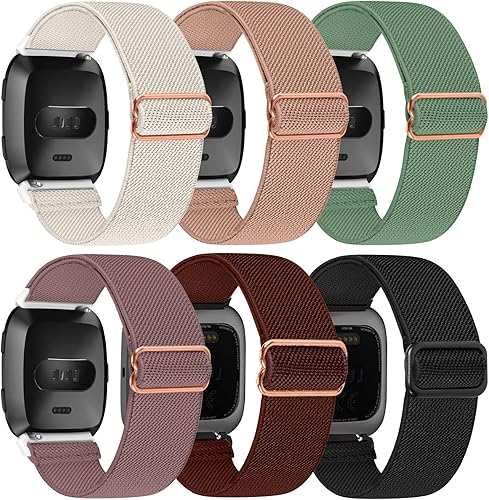 Paquete de 6 correas elásticas ajustables para reloj compatibles con Fitbit VersaFitbit Versa LiteFitbit Versa 2 bandas para mujeres y hombres,