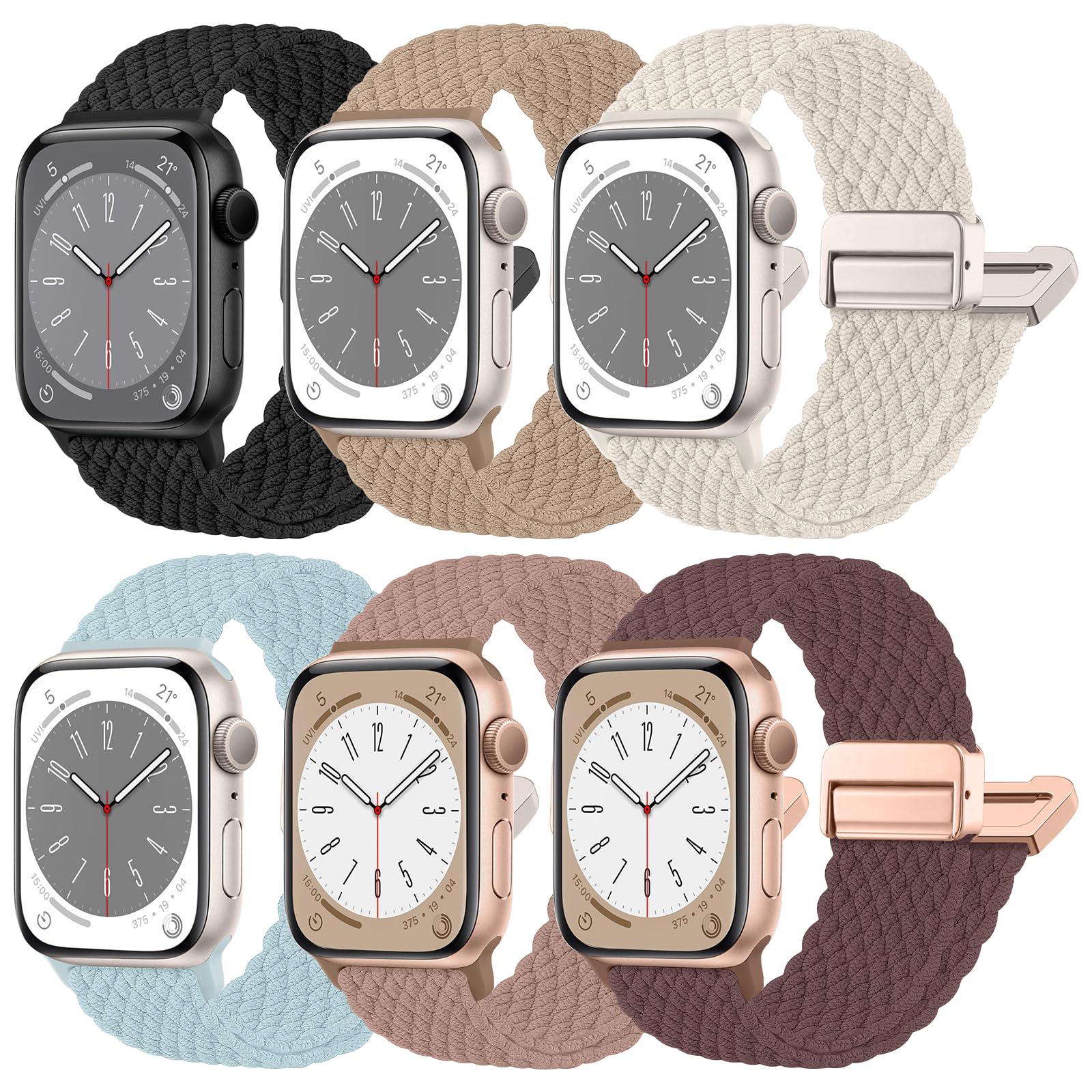 chinbersky Geflochtene Armband Kompatibel mit Apple Watch Armband 40mm 41mm 42mm 38mm 44mm 45mm 46mm 49mm, Magnetisch Elastisch Stoff Sport Nylon Band für iWatch Ultra Series 11 10 9 8 7 6 5 4 3 2 SE