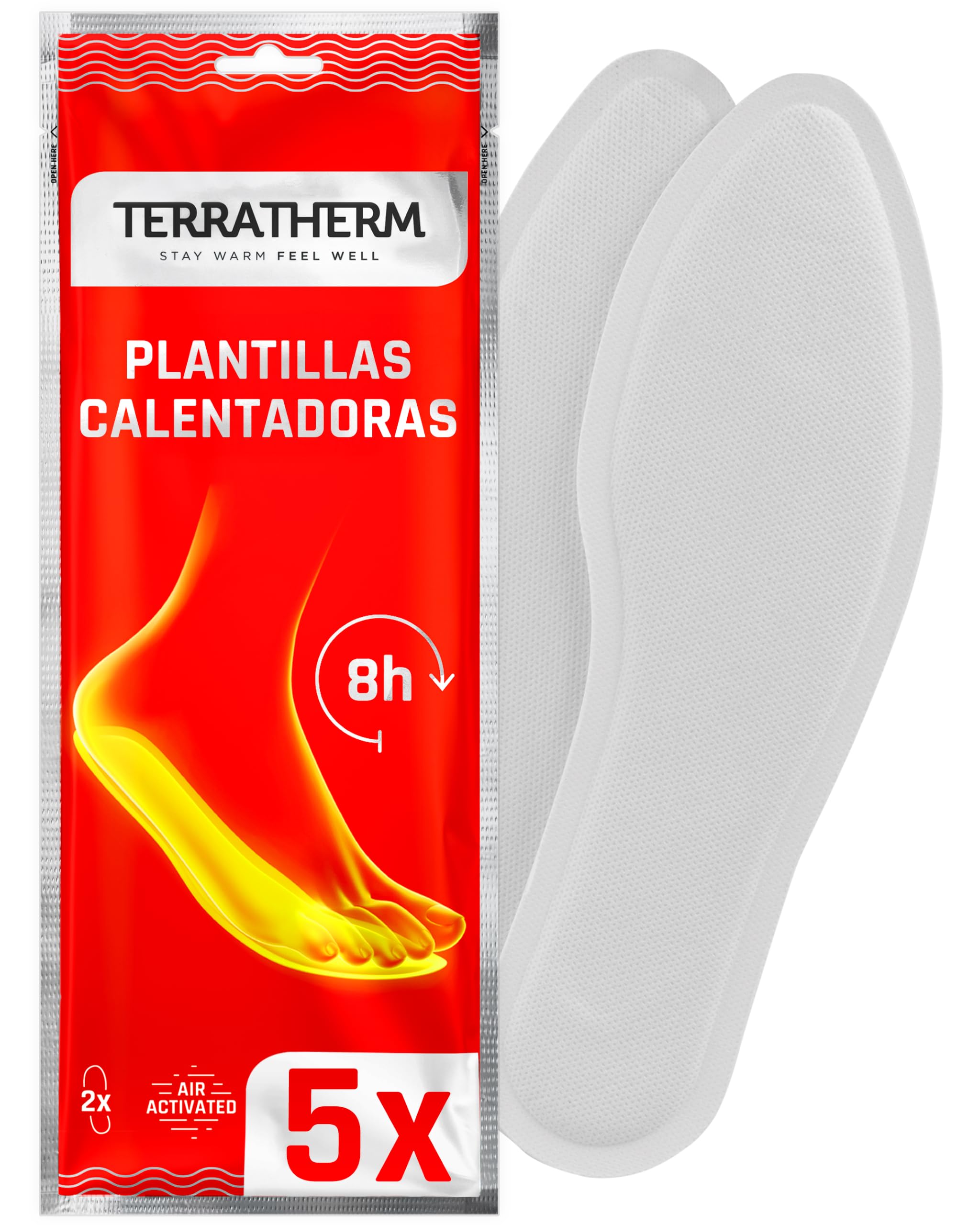 TerraTherm Air Activated Heated Insoles - 5, 10 or 30 Pairs | for 8 hours of warm feet, comfort warmth for footwear, thermal pads