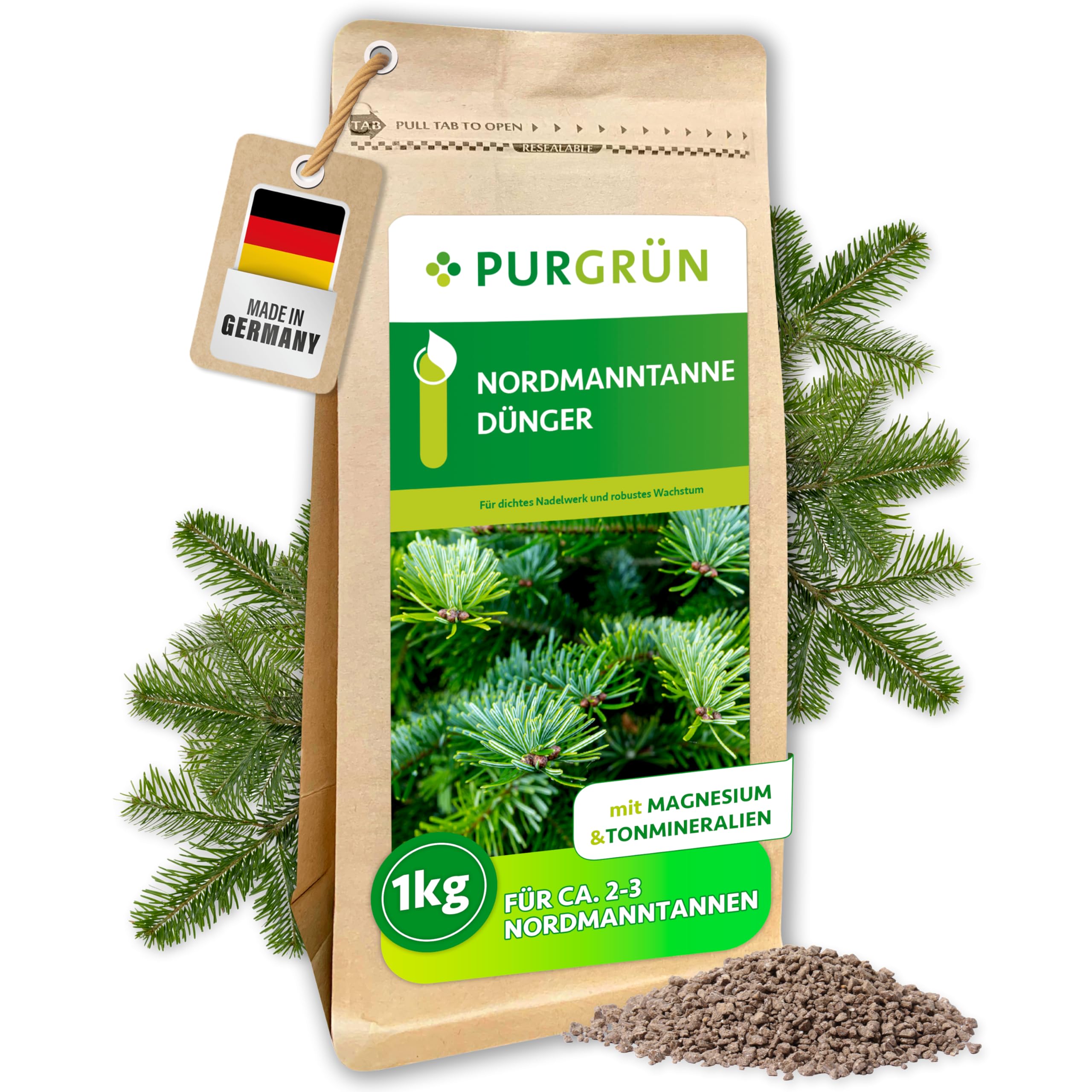 Purgrn Nordmanntanne-Dnger 1 kg  Organisch-mineralische Rezeptur   Feinkrniges Krmelgranulat  NPK 9+4+8  Extra Magnesium fr leuchtend  grne Tannennadeln  Verbessert die Bodenqualitt : Amazon.de: Garten