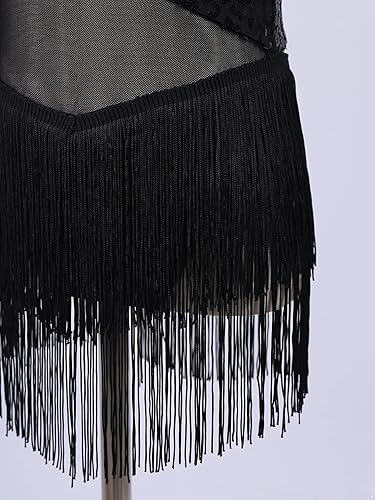 Miniatura 7 de YiZYiF Vestido de baile latino con borlas de lentejuelas para niñas Jazz Tango Rumba Salsa Salón Traje de baile