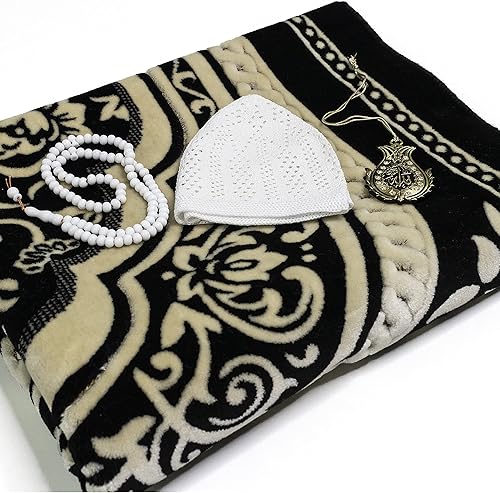 Miniatura 3 de Modefa Alfombra de oración de terciopelo islámico turco, gruesa, ancha, suave, para hombres y mujeres, tapete de oración grande, regalo de Eid y