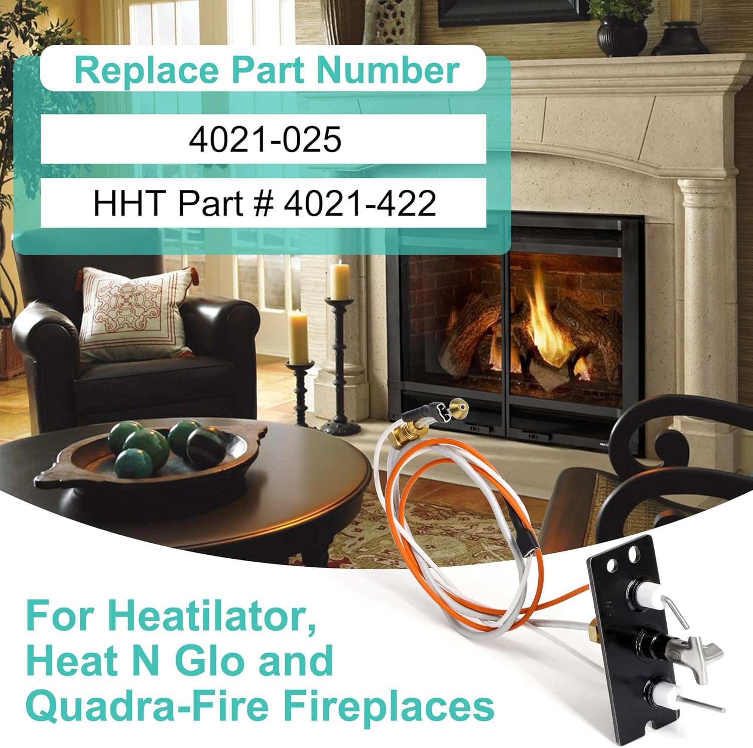 4021-422 Natural Gas IPI Pilot Assembly for Heatilator, Heat N Glo and QuadraFire, Fireplace Parts for Heatilator ND4236I, ND3630I, Heat N Glo 6000TR, SL-550TRS