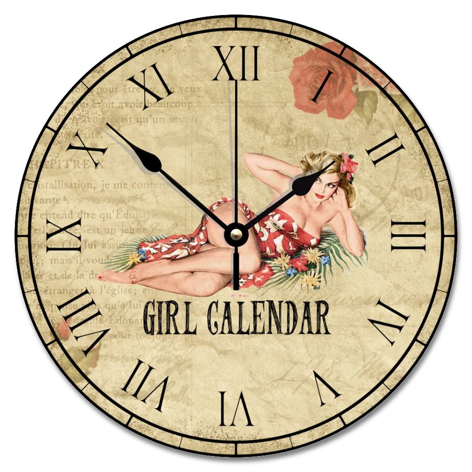 Horloge murale rustique vintage de 25cm silencieuse pour salon