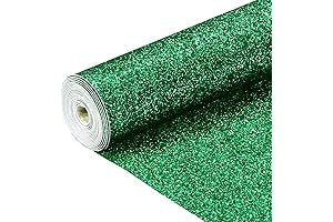 Sov Green Sparkly Faux Leather, Shimmering Superfine Glitter Canvas Embellishment