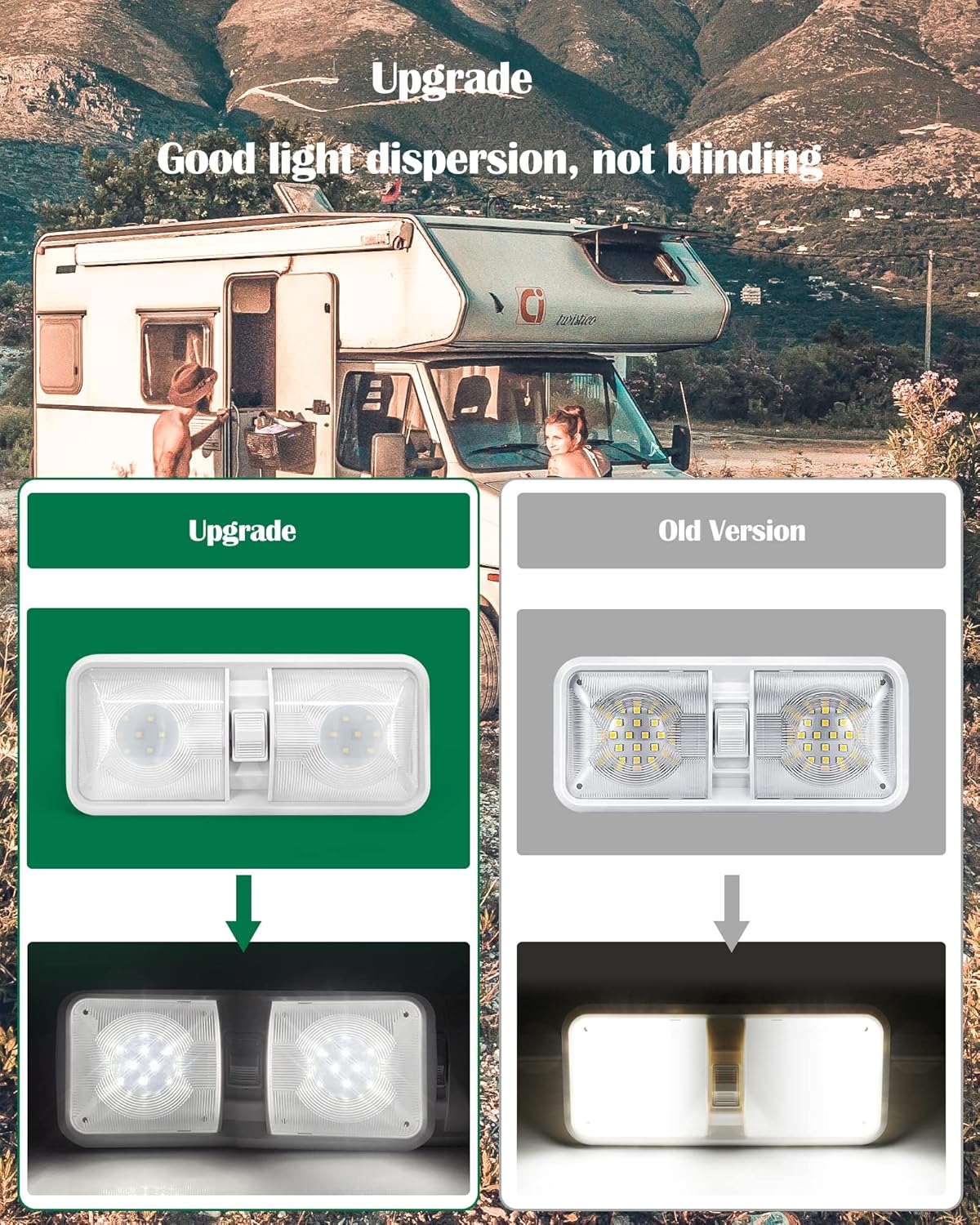 LENKRAD 5 Packs RV Lights Interior Double Dome 12V Led Light with Led Bulb, RV Light Fixtures for Car RV Trailer Camping Boat, Natural White 4000-4500K, White Light 6000-6500K