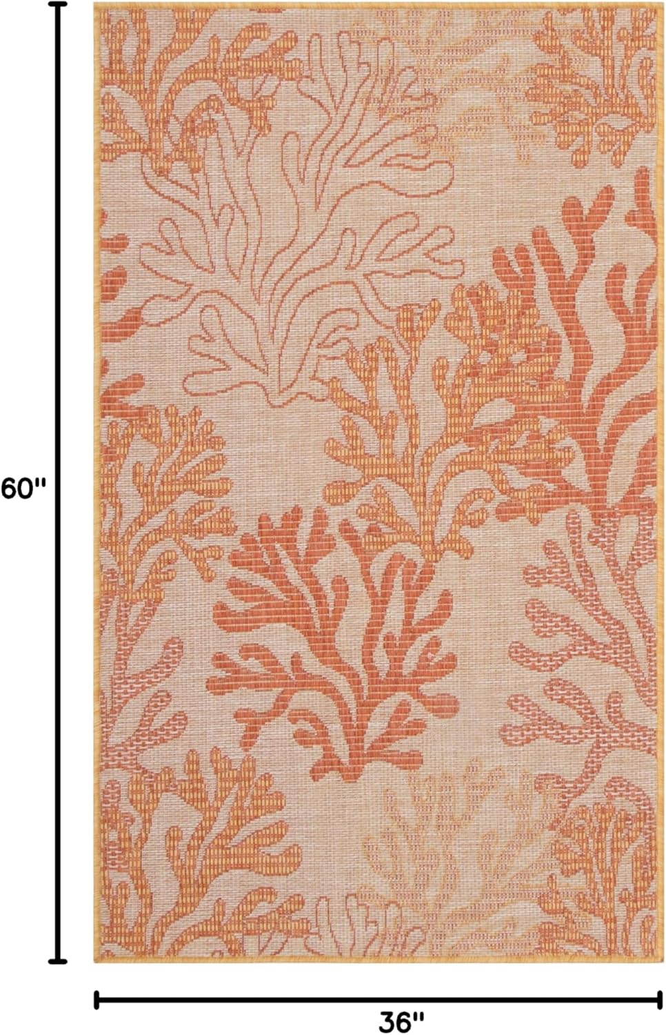 Nourison Home Garden Oasis Coral 3' x 5' Area Rug - Easy Clean, Non Shedding, Bed Room, Living Room, Dining Room, Kitchen (3' x 5')
