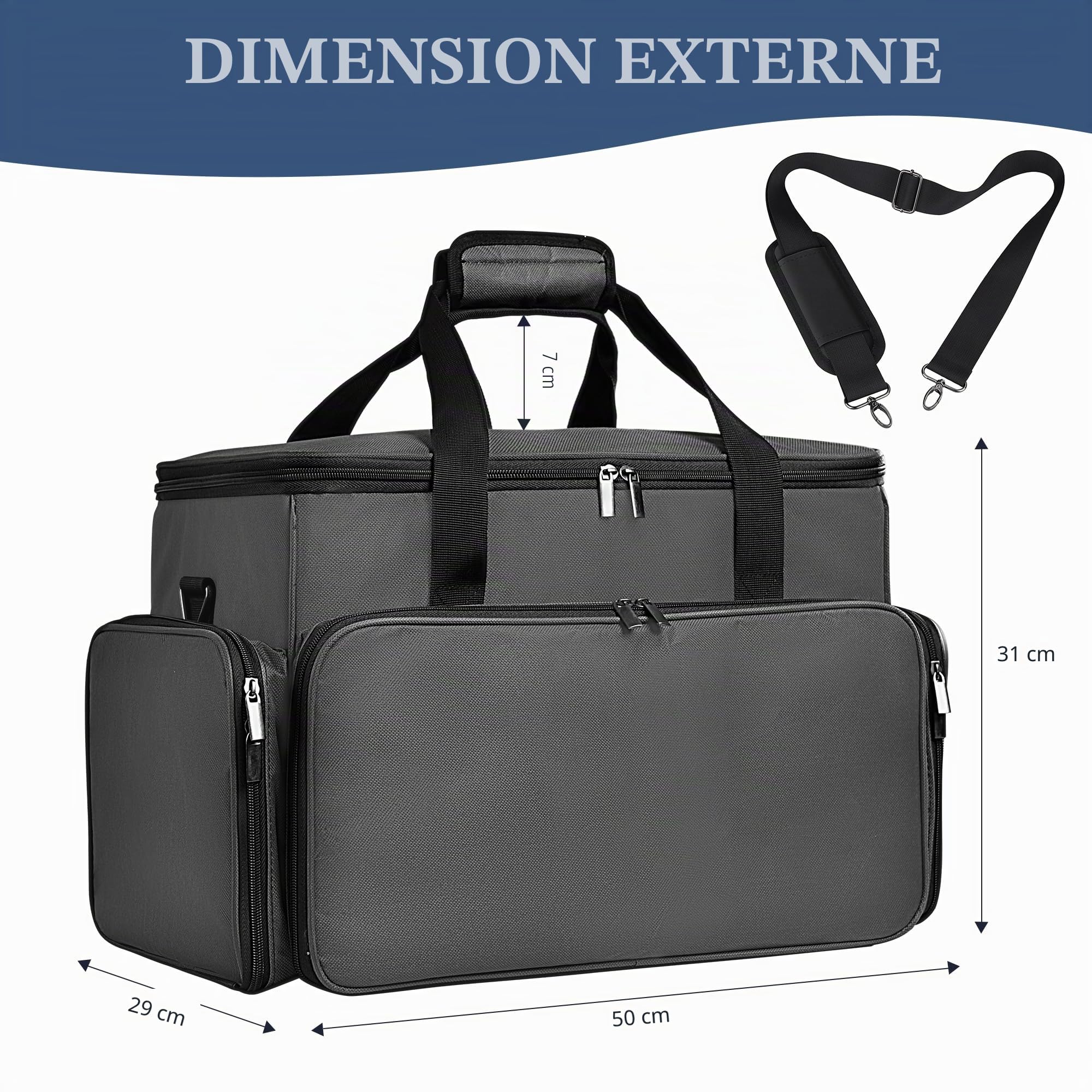 Sac Machine a Coudre, Sac De Transport Machine a Coudre, Valise Machine a Coudre, Sac Transport Machine à Coudre, Sac pour Machine a Coudre, Gris