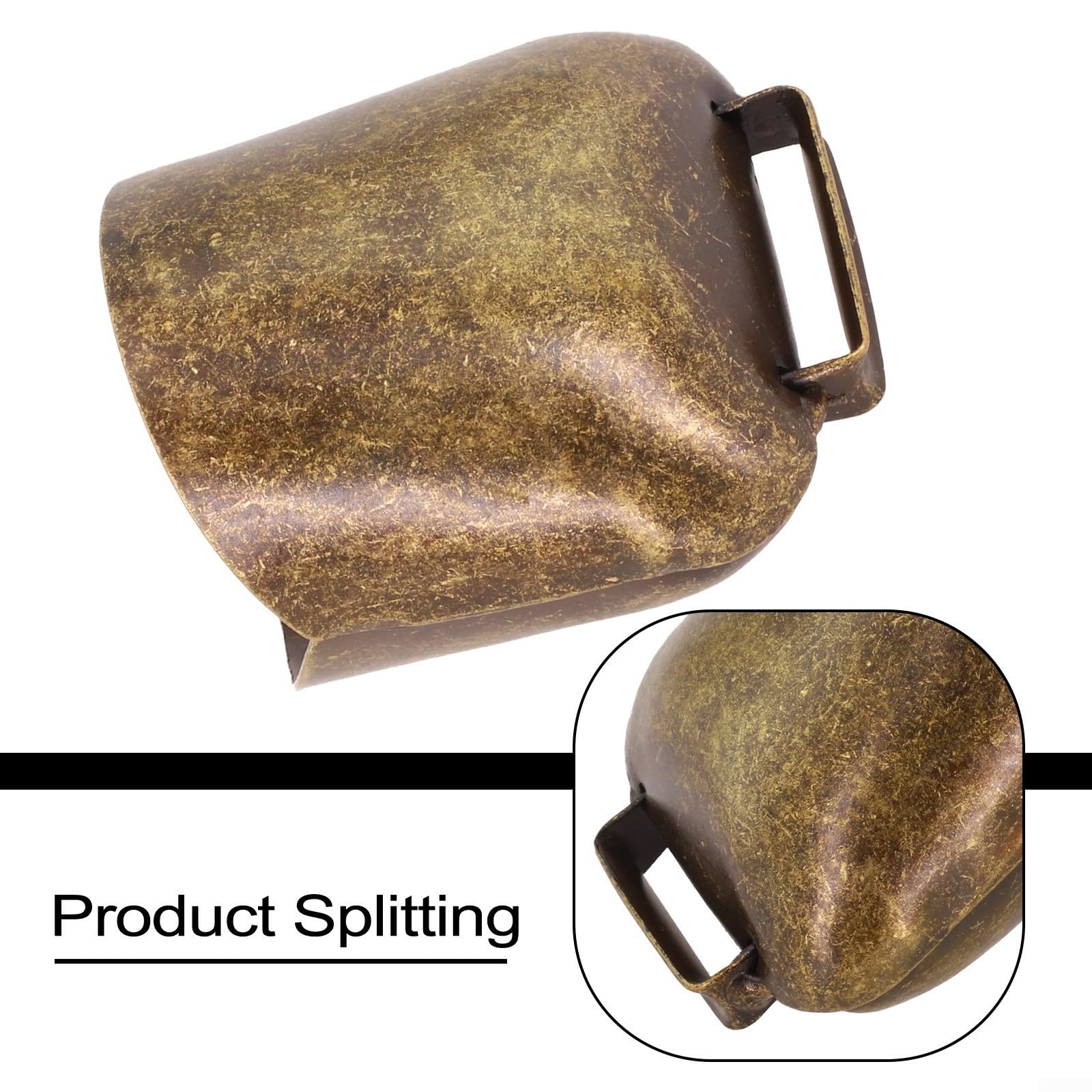 Campanaccio in metallo per mucca, campana per pecora e campana per cavallo per il pascolo del bestiame – Campana da fattoria in ferro rumorosa con suono a campana, finitura bronzo/rame rosso/oro