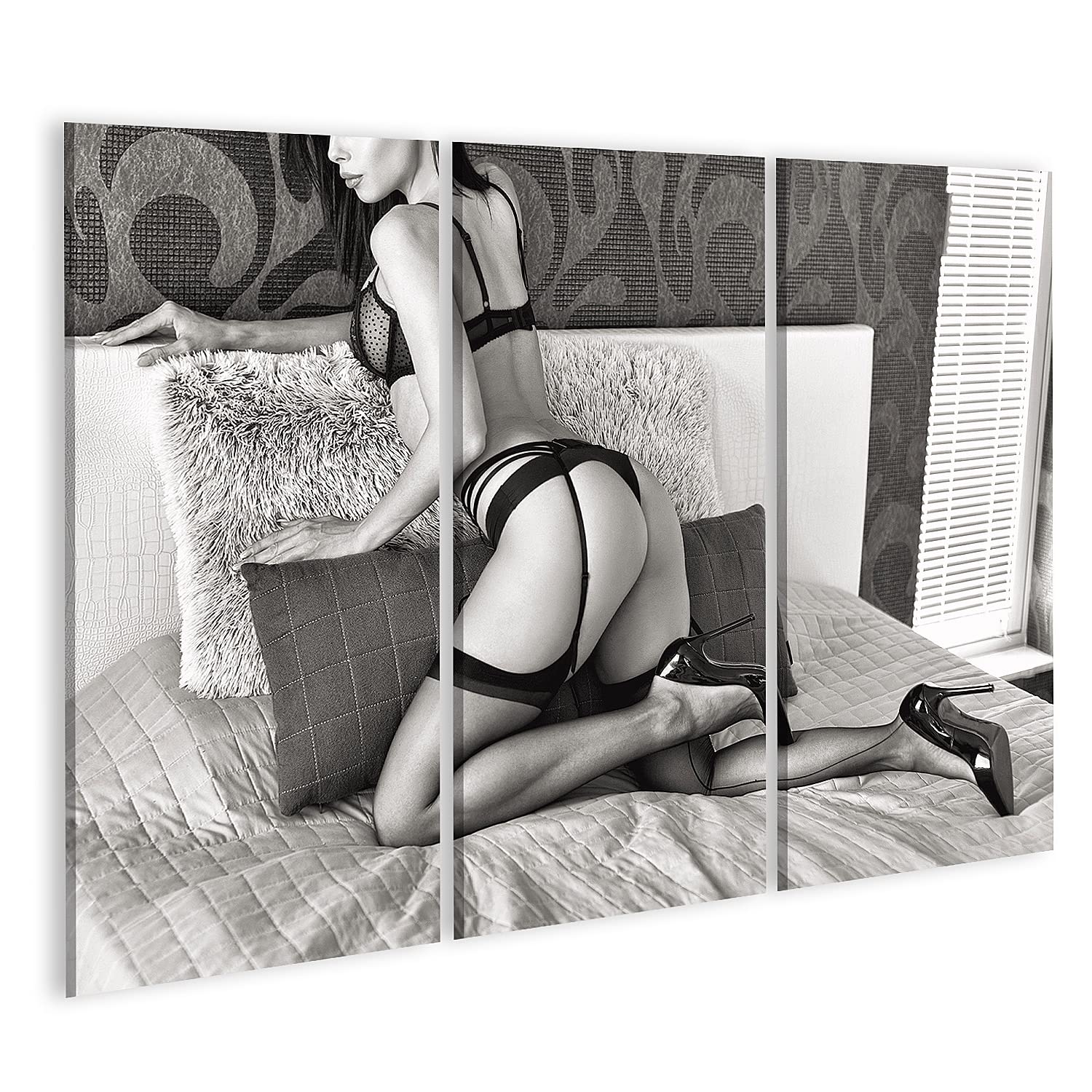 islandburner Primer cuadro sobre lienzo mujer sexy en ropa interior arrodillado cama dormitorio naturaleza imágenes murales póster