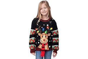Kid's Oversized Christmas Light-Up LED Reindeer Holiday Sweaters