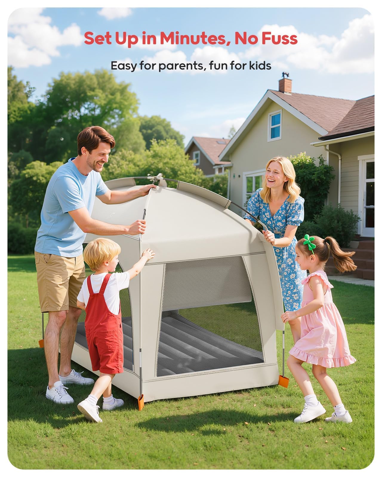 QPAU Letto gonfiabile da viaggio per bambini con tenda – Materasso ad aria per bambini leggero con pompa a mano – soluzione portatile per dormire per interni ed esterni, per campeggio, viaggi, casa