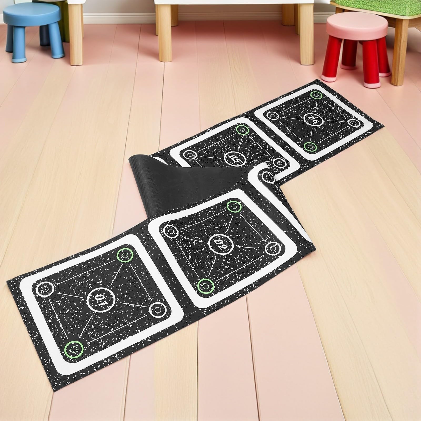 TOYANDONA Tappetino per Allenamento Agilità in Gomma Scala per Esercizi di velocità e Coordinazione, Facile da Riporre, per Allenamenti di Calcio Indoor