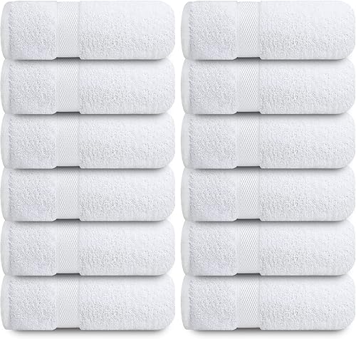 Miniatura 15 de Infinitee Xclusives Juego de 4 toallas de baño blancas de alta calidad para baño (27 x 54 pulgadas), toallas de baño 100% algodón hilado en anillo