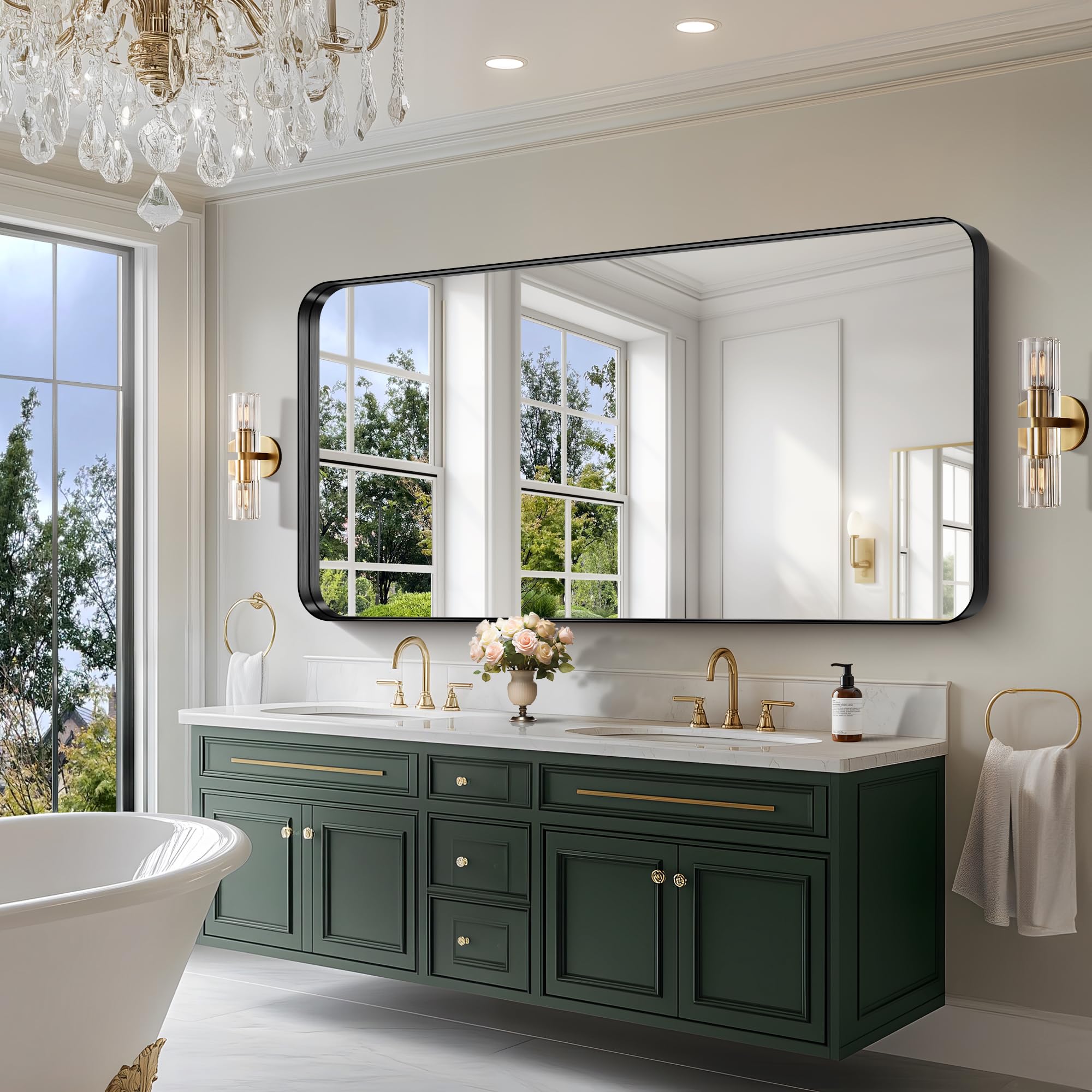 CIRCUMI Black Bathroom Mirror, 36