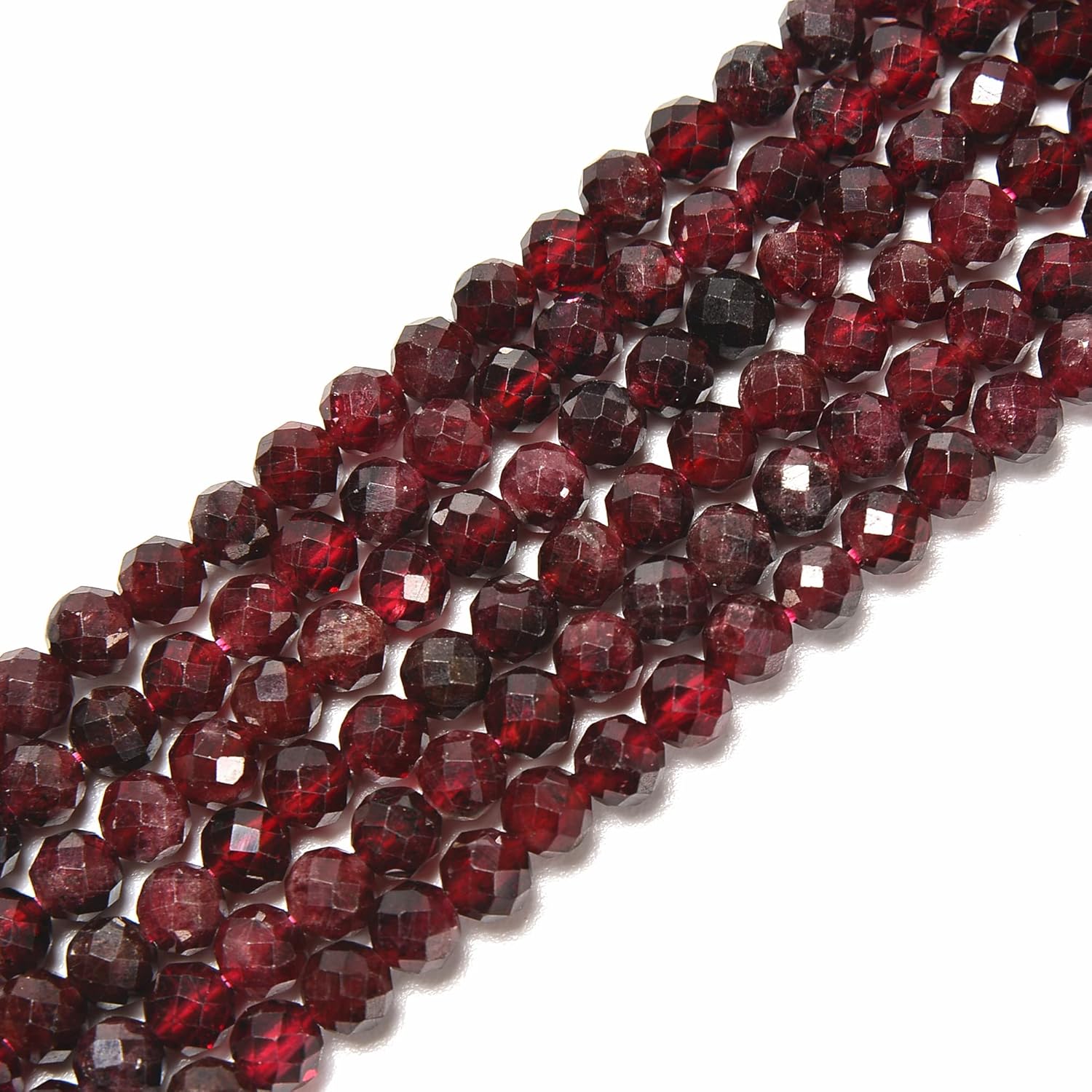 JM Design Natural Garnet Faceted Round Size 3mm 15.5'' Strand for Jewelry Making